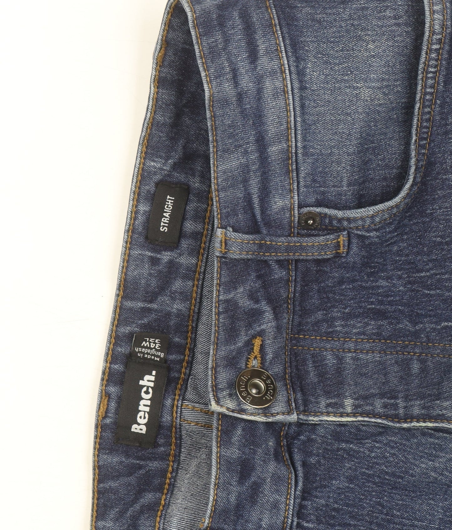 Bench Men's Blue Straight Fit Denim Jeans 34W 32L Classic Style