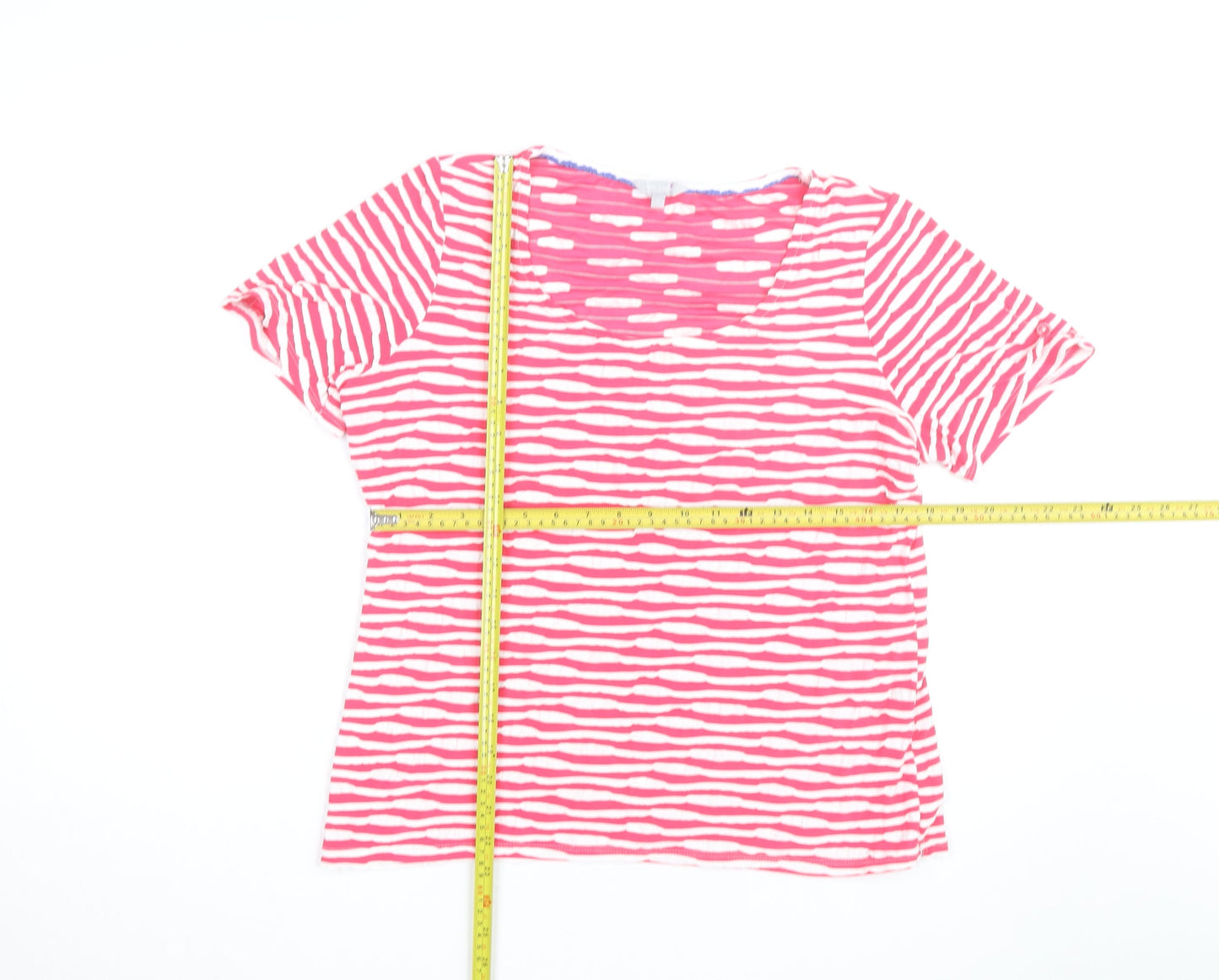 Per Una Women’s Pink Striped Scoop Neck Cotton T-Shirt Size 18