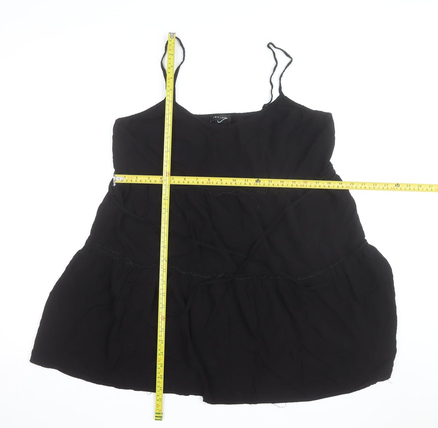 New Look Women Black Size 14 Slip Dress Sleeveless Short Chiffon