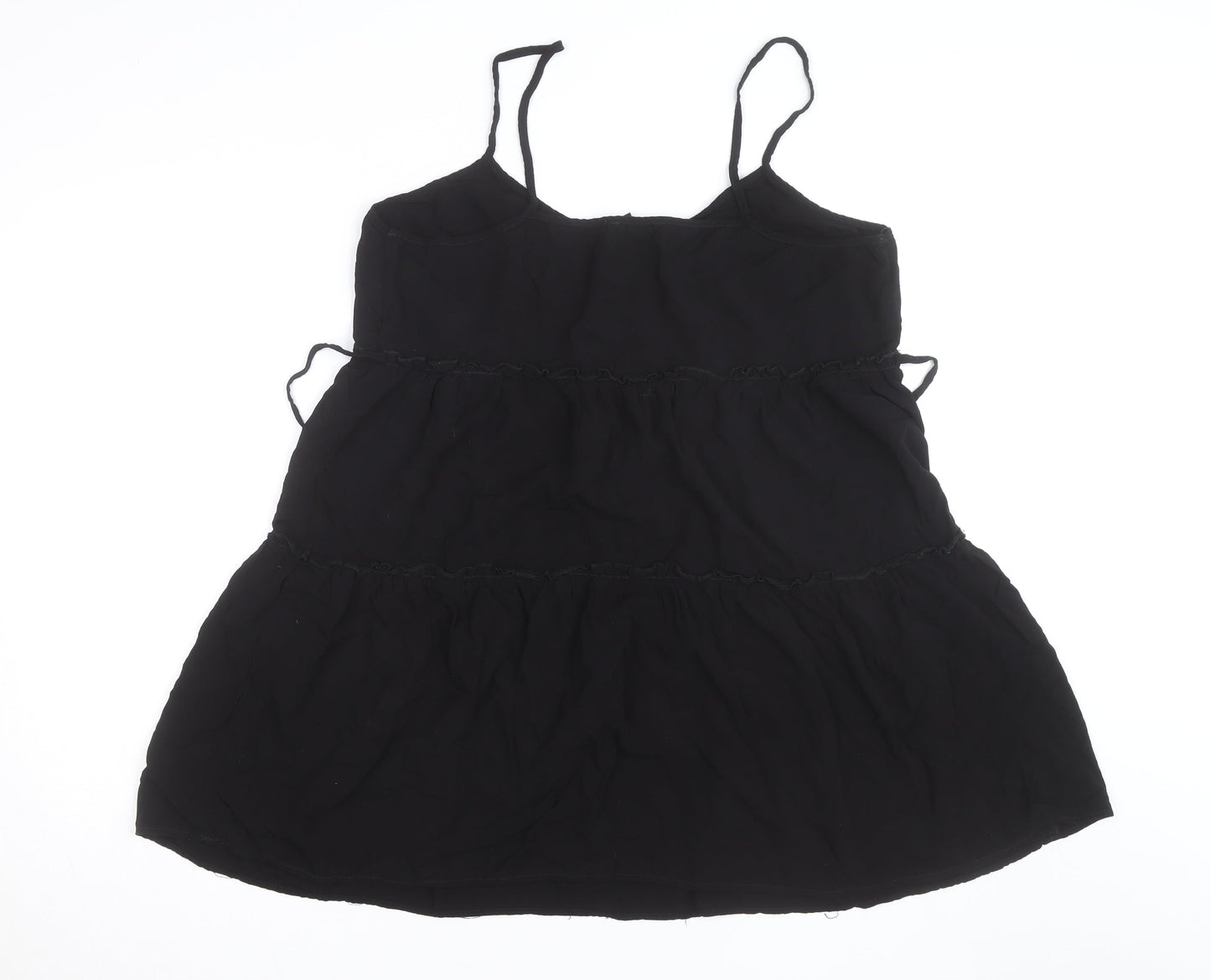 New Look Women Black Size 14 Slip Dress Sleeveless Short Chiffon