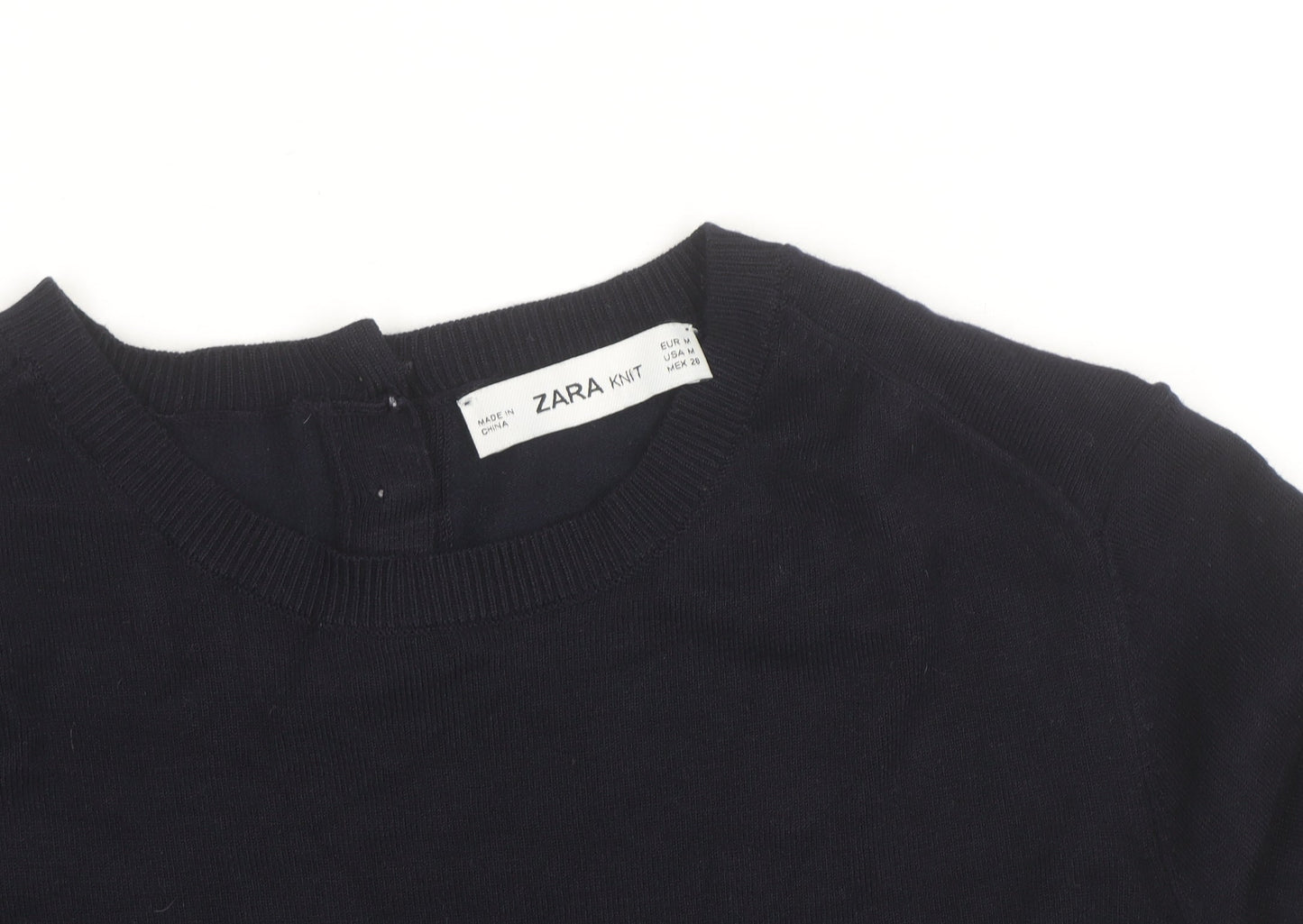 Zara Women Black Crew Neck Knit Pullover Jumper Size 12