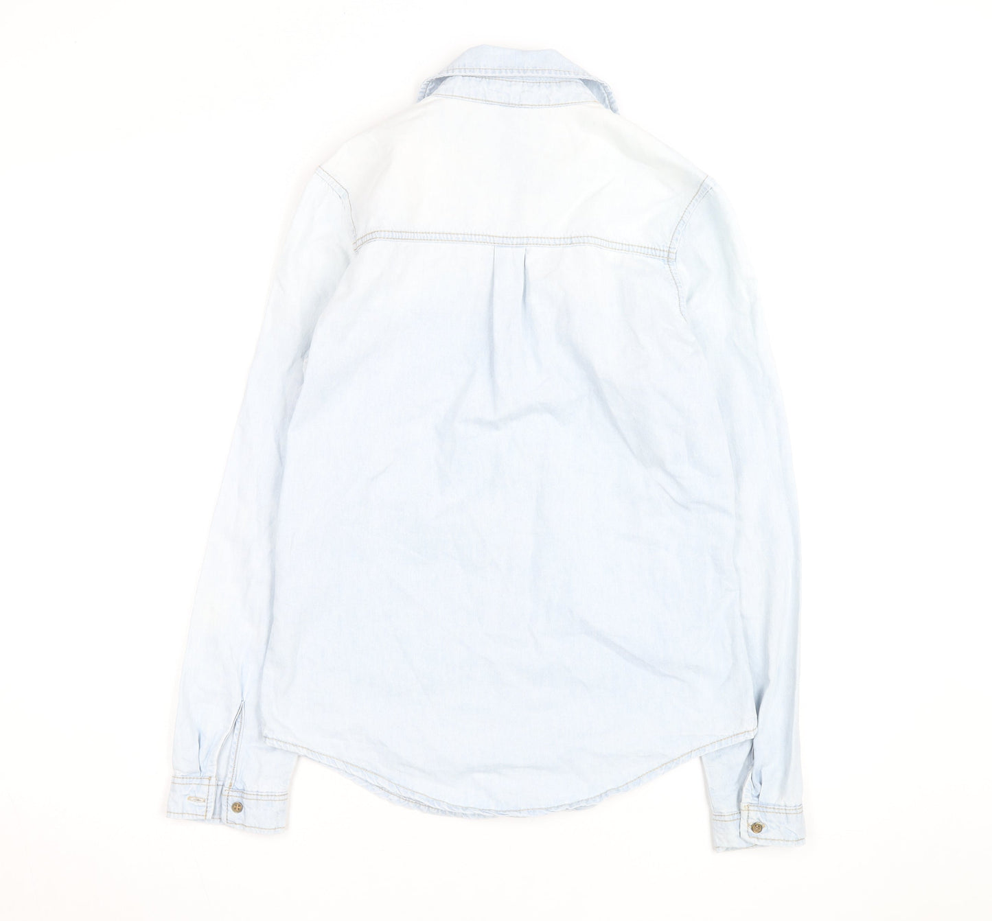 Divided Women Blue Denim Long Sleeve Cotton Button-Up Shirt Size 6