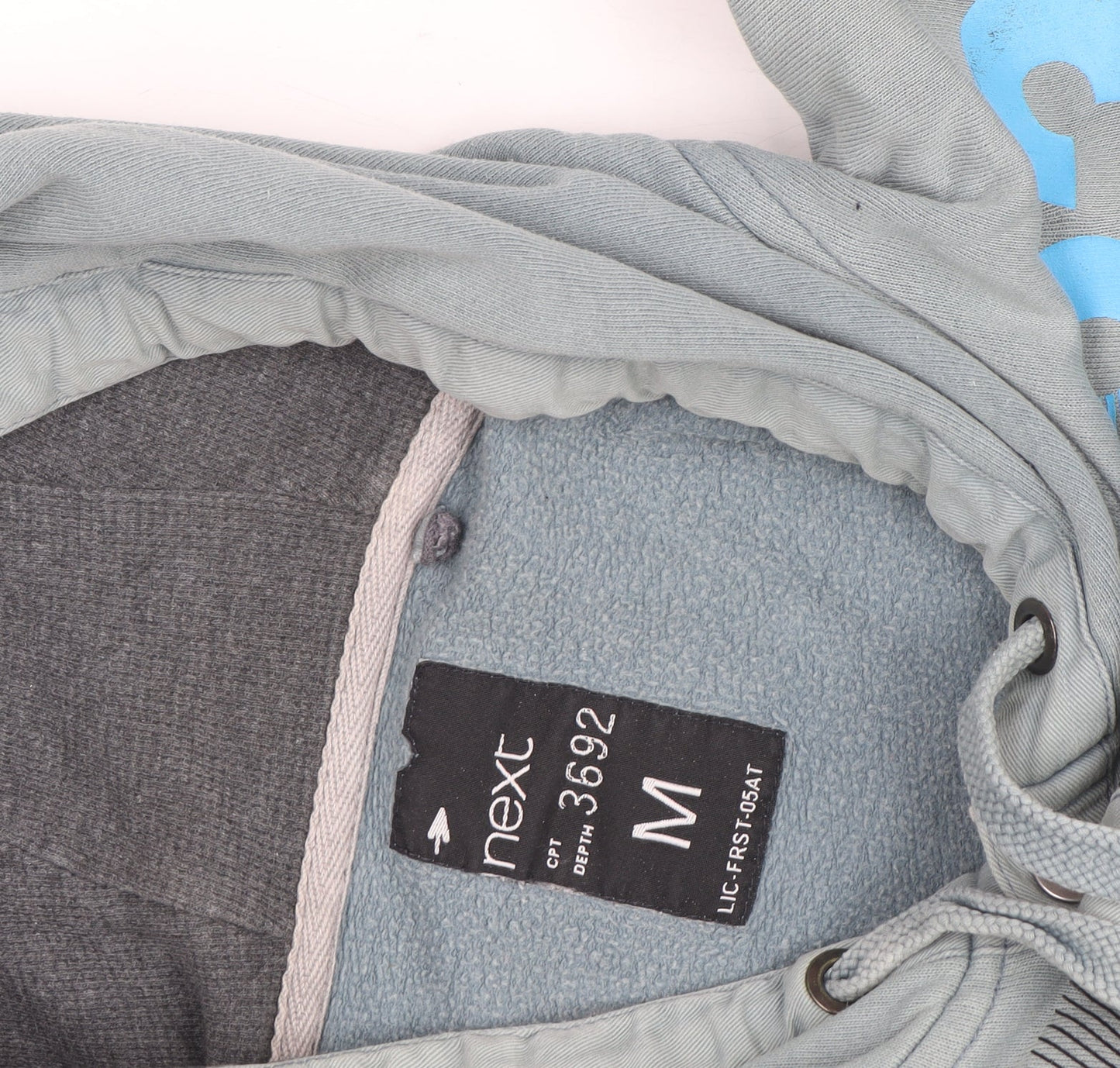 Next Men's Blue Pullover Hoodie M Graphic Print Cotton