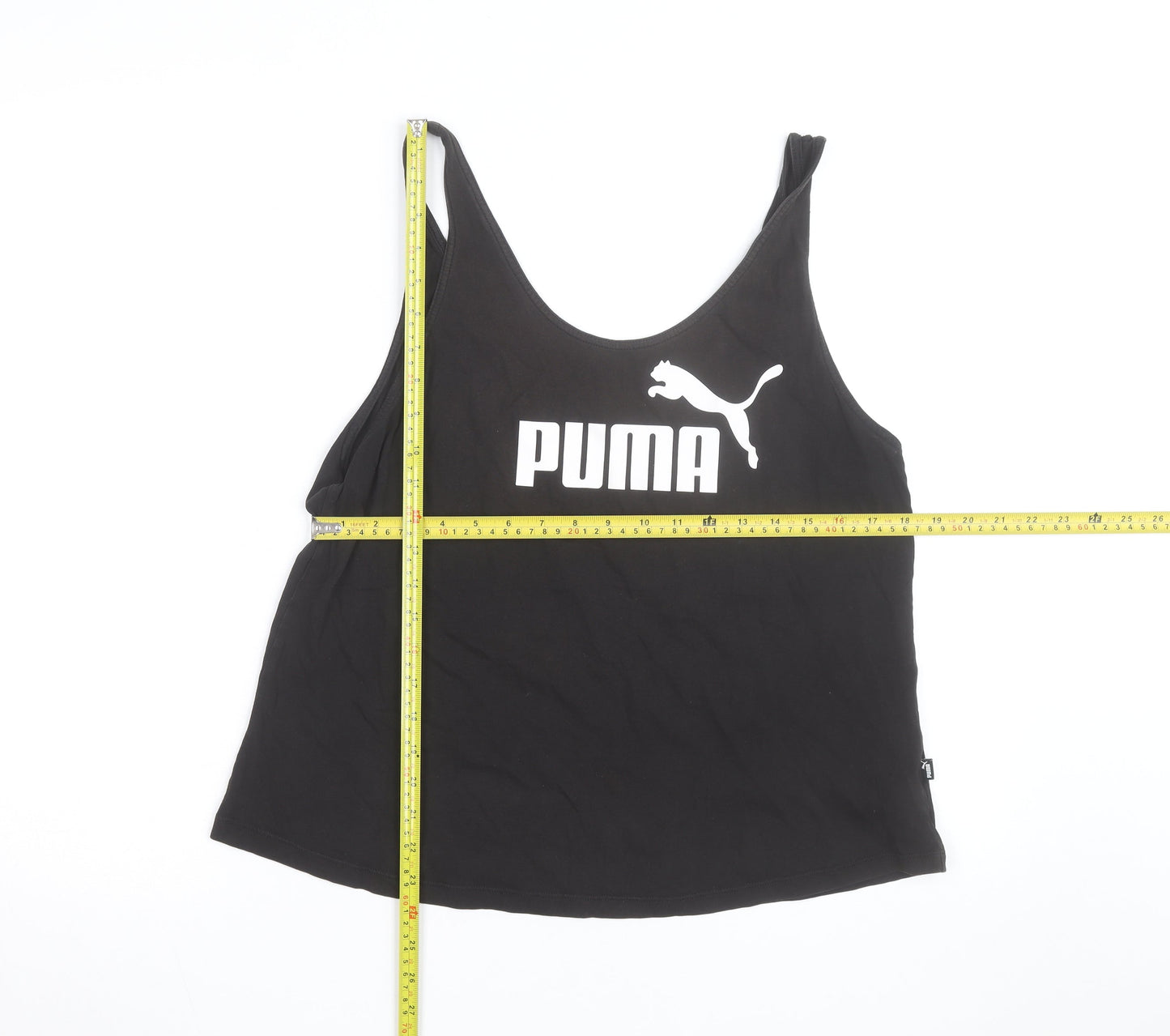 Puma Womens Black Sports Tank Top Size 14 Cotton Blend