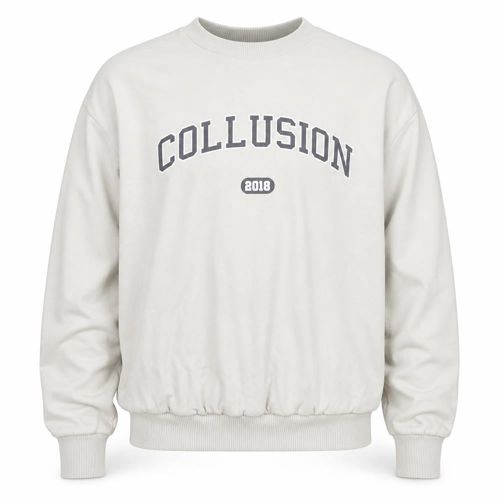 Collusion Men Beige Crew Neck Pullover Sweatshirt M