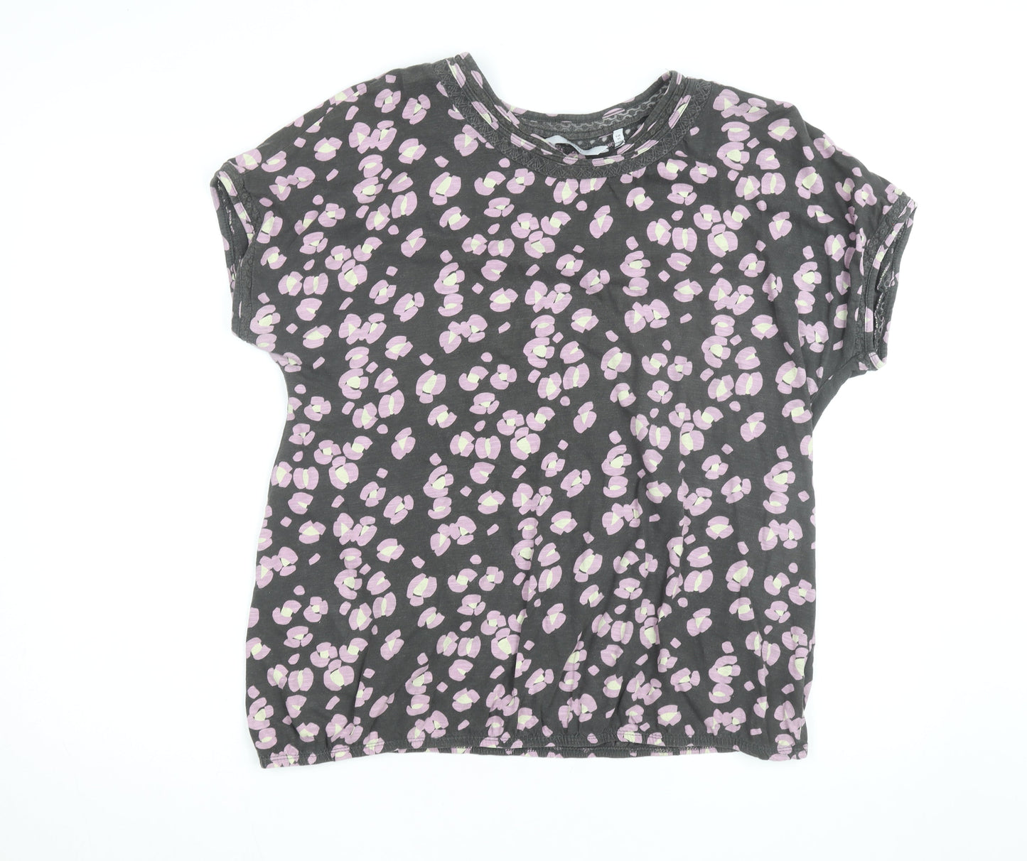 Next Women’s Grey Floral T-Shirt Size 20 Short Sleeve Cotton