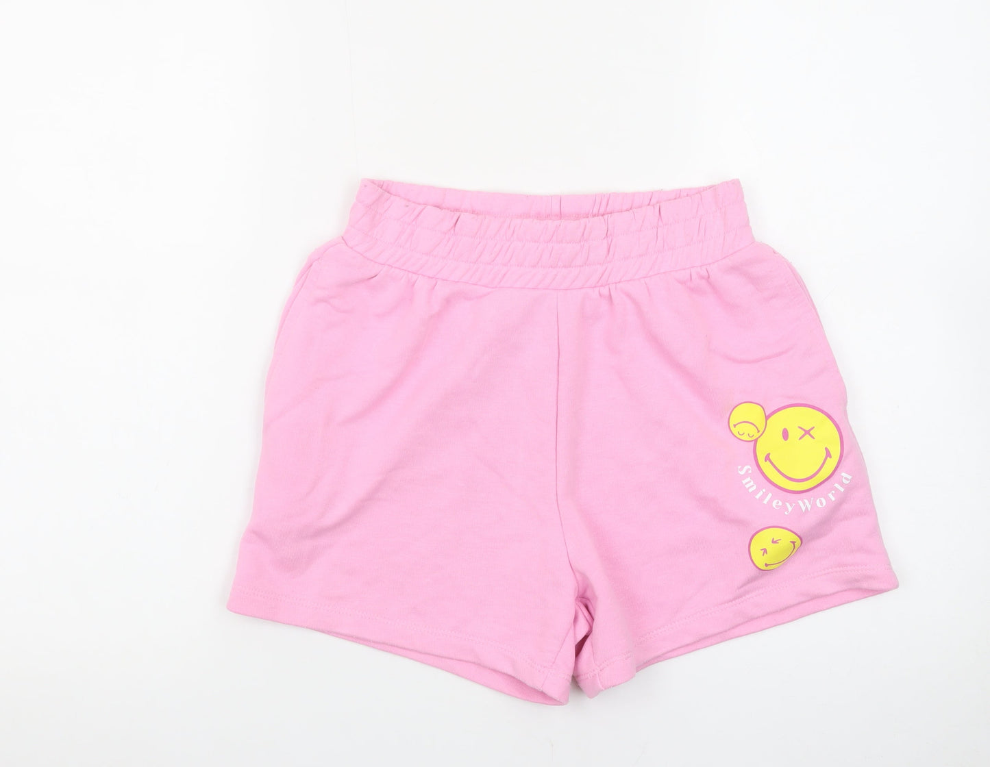 SmileyWorld Women's Pink XS Sweat Shorts with Logo Print