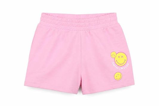 SmileyWorld Women's Pink XS Sweat Shorts with Logo Print