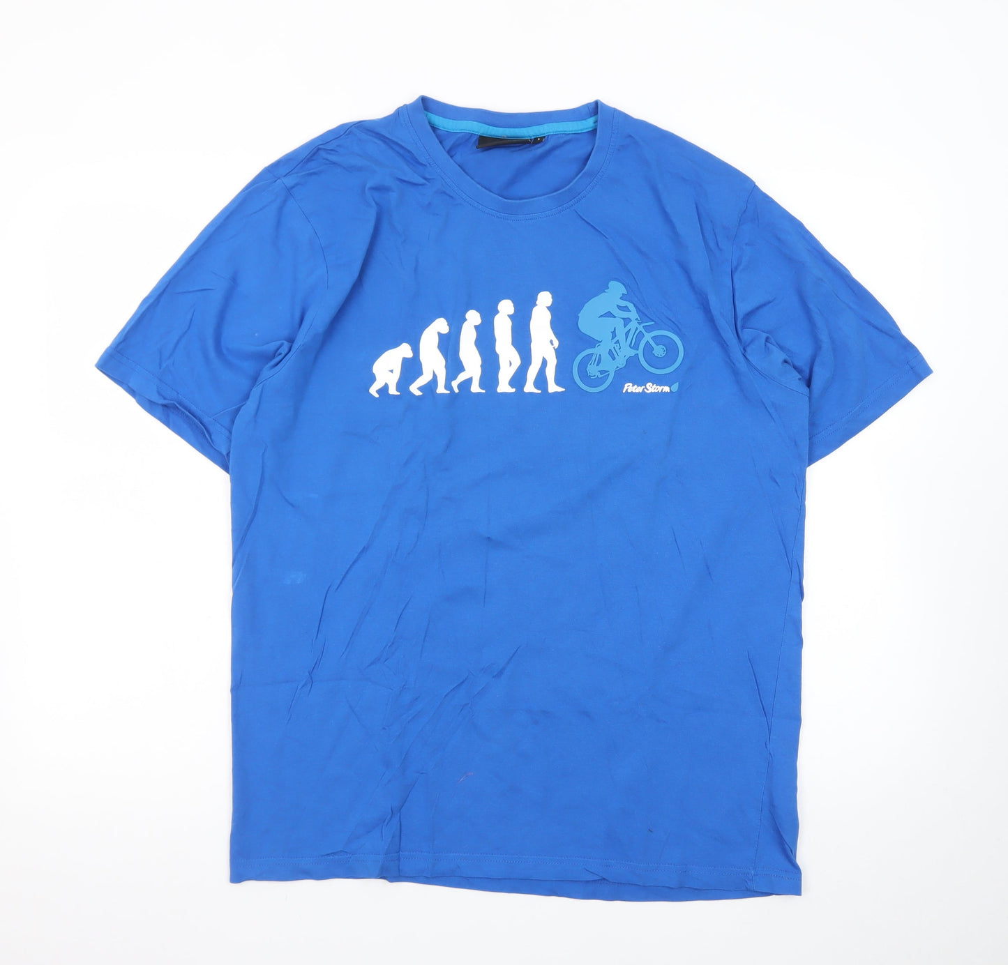 Peter Storm Men's Blue Funny Cycling Graphic T-Shirt Size L