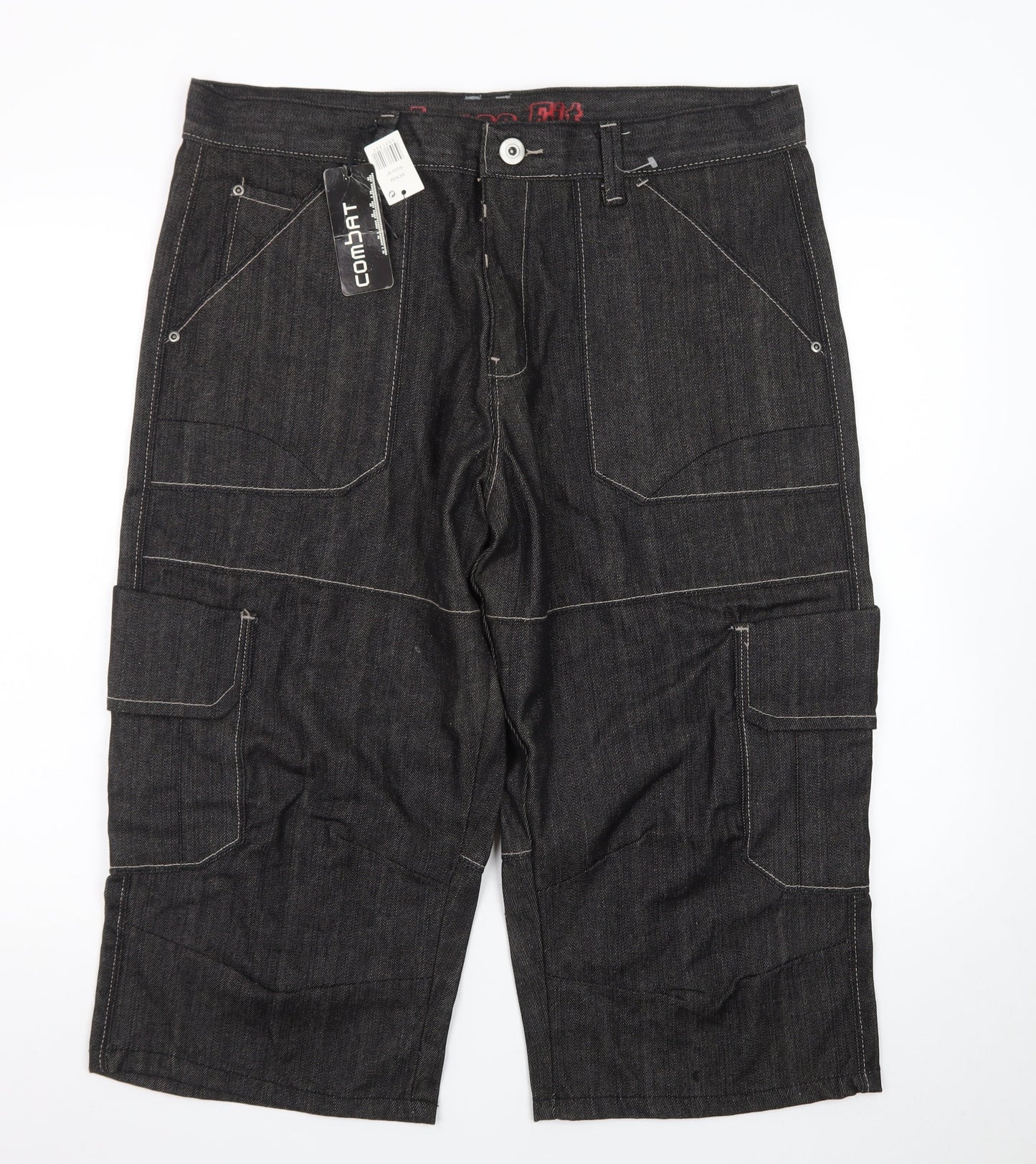 Denim Co Men's Black Cargo Denim Shorts W38 Regular Fit