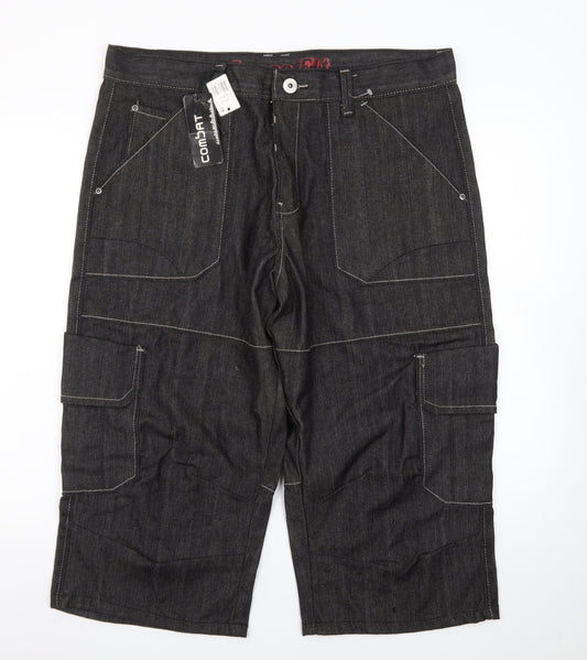 Denim Co Men's Black Cargo Denim Shorts W38 Regular Fit