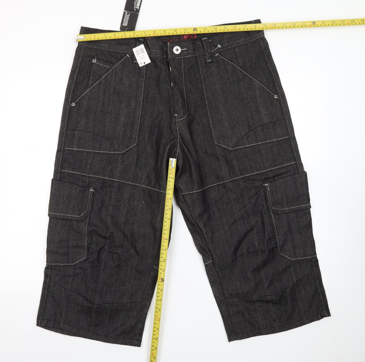 Denim Co Men's Black Cargo Denim Shorts W38 Regular Fit