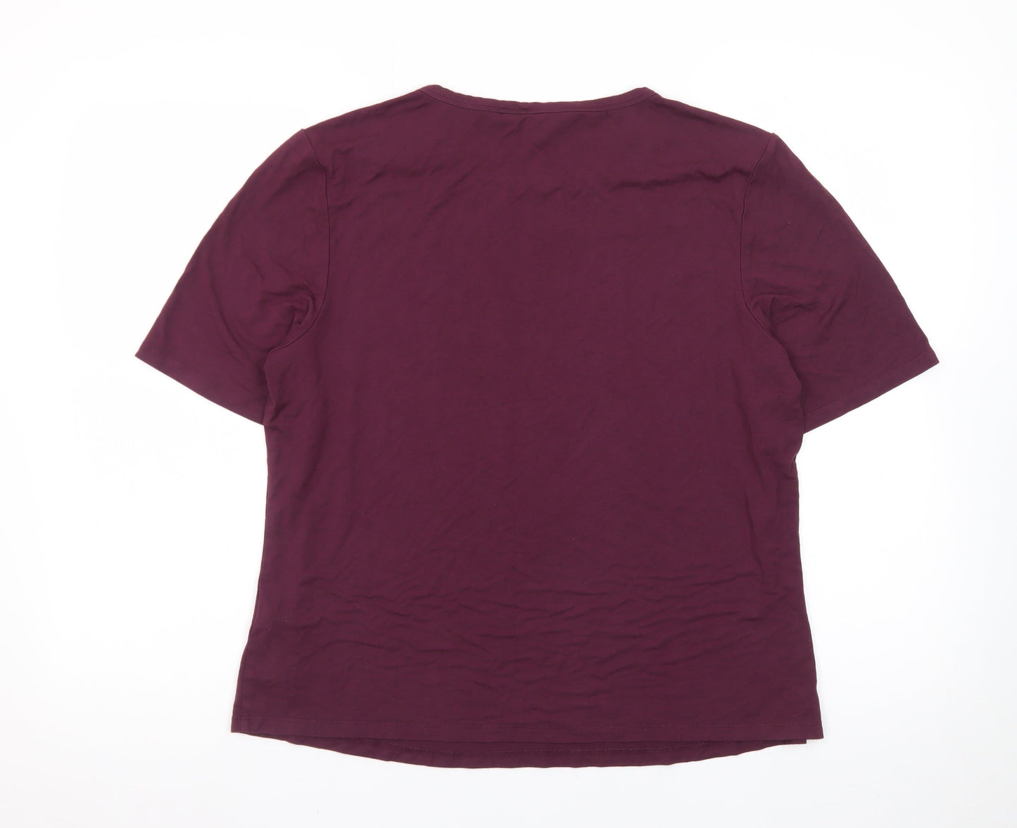 Apricot Womens Purple Short Sleeve Basic T-Shirt Size 14