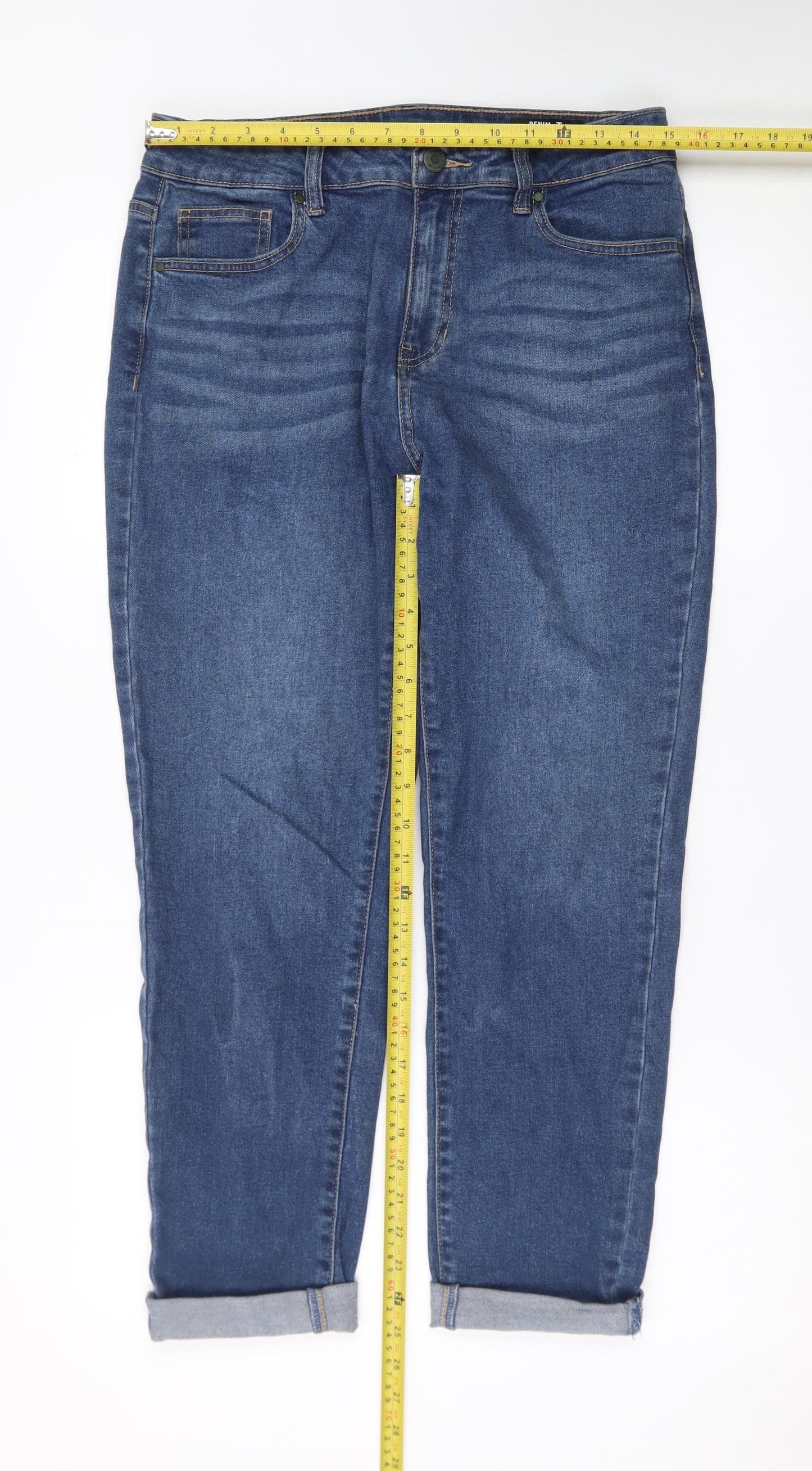 Tu Women’s Blue Relaxed Fit Mid Rise Boyfriend Jeans Size 12