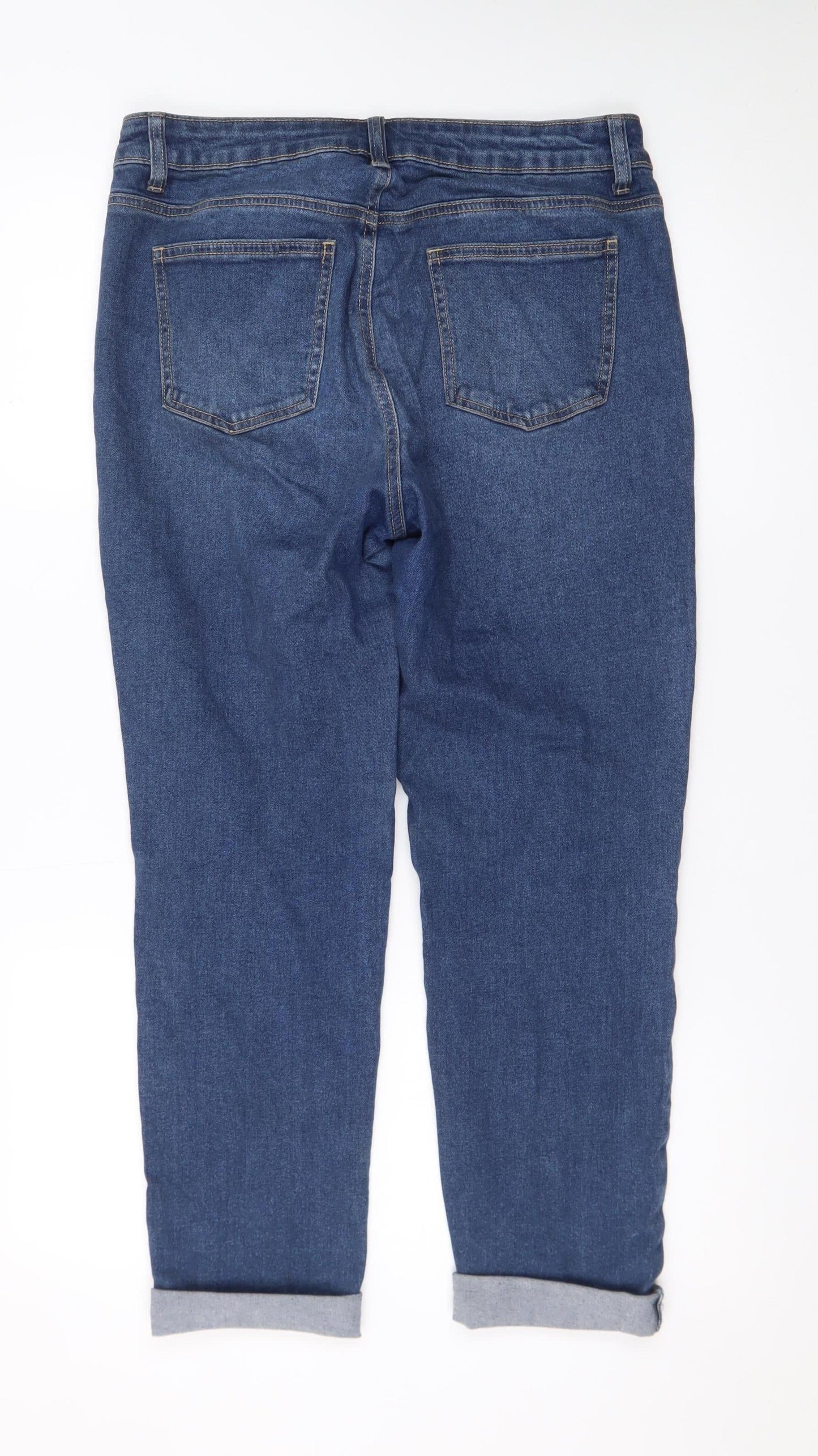 Tu Women’s Blue Relaxed Fit Mid Rise Boyfriend Jeans Size 12