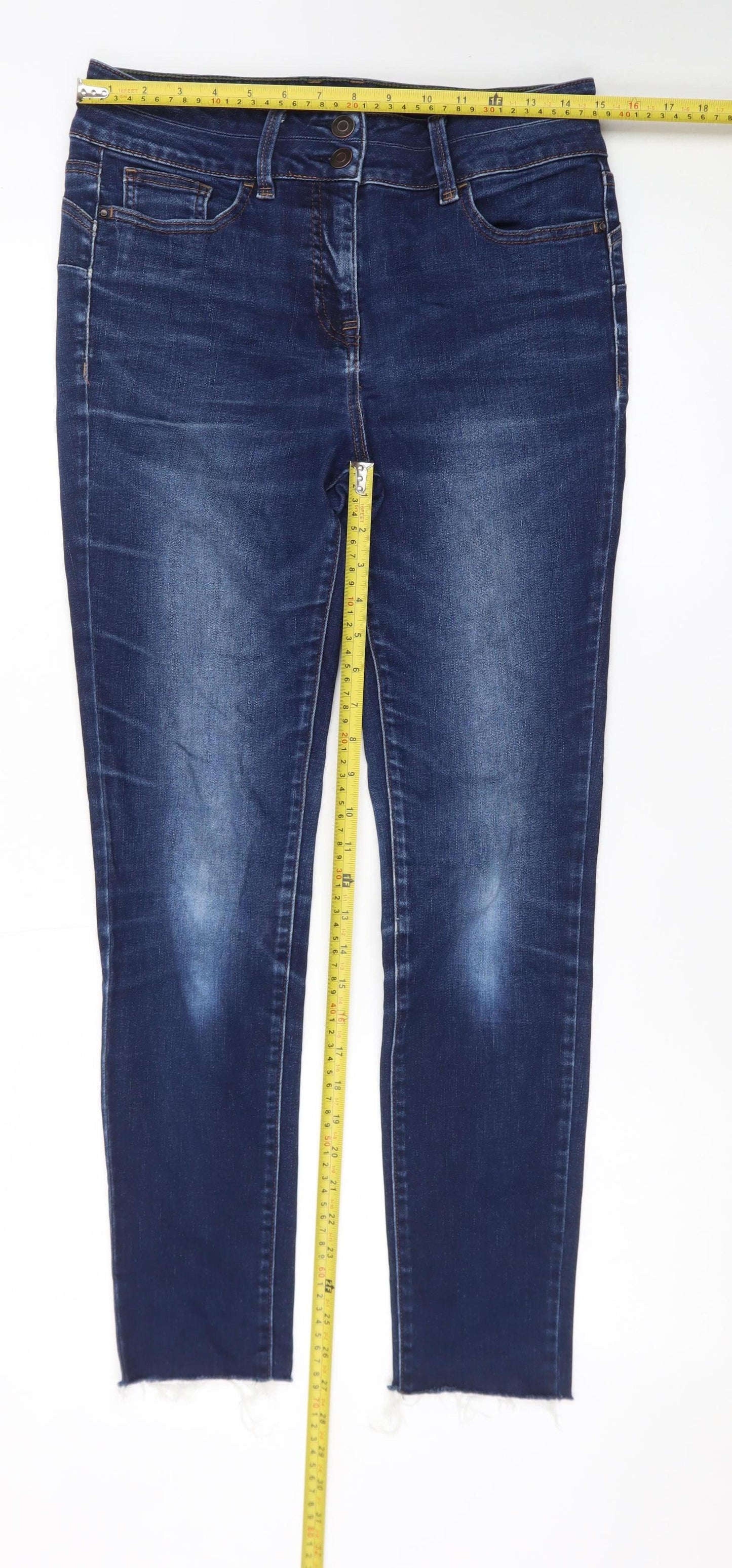 Next Women's Blue Skinny Jeans Size 10 Long Tall Stretch Denim