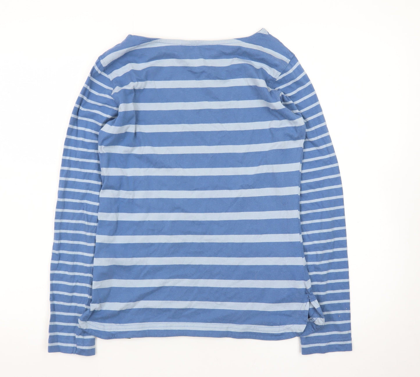 Regatta Women Blue Striped Long Sleeve Cotton Boat Neck Top Size 10
