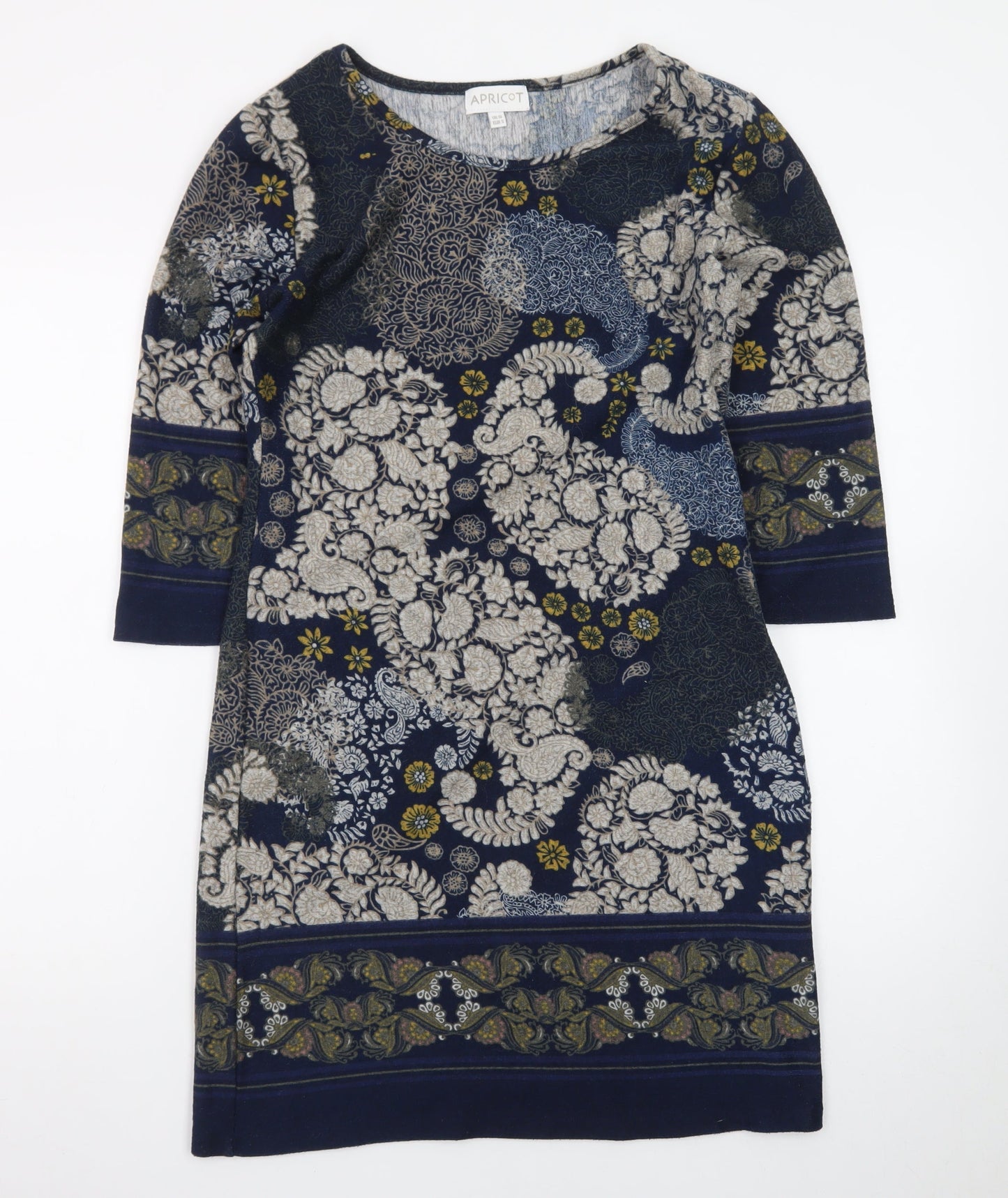 Apricot Women’s Blue Floral Shift Dress UK 10 3/4 Sleeve