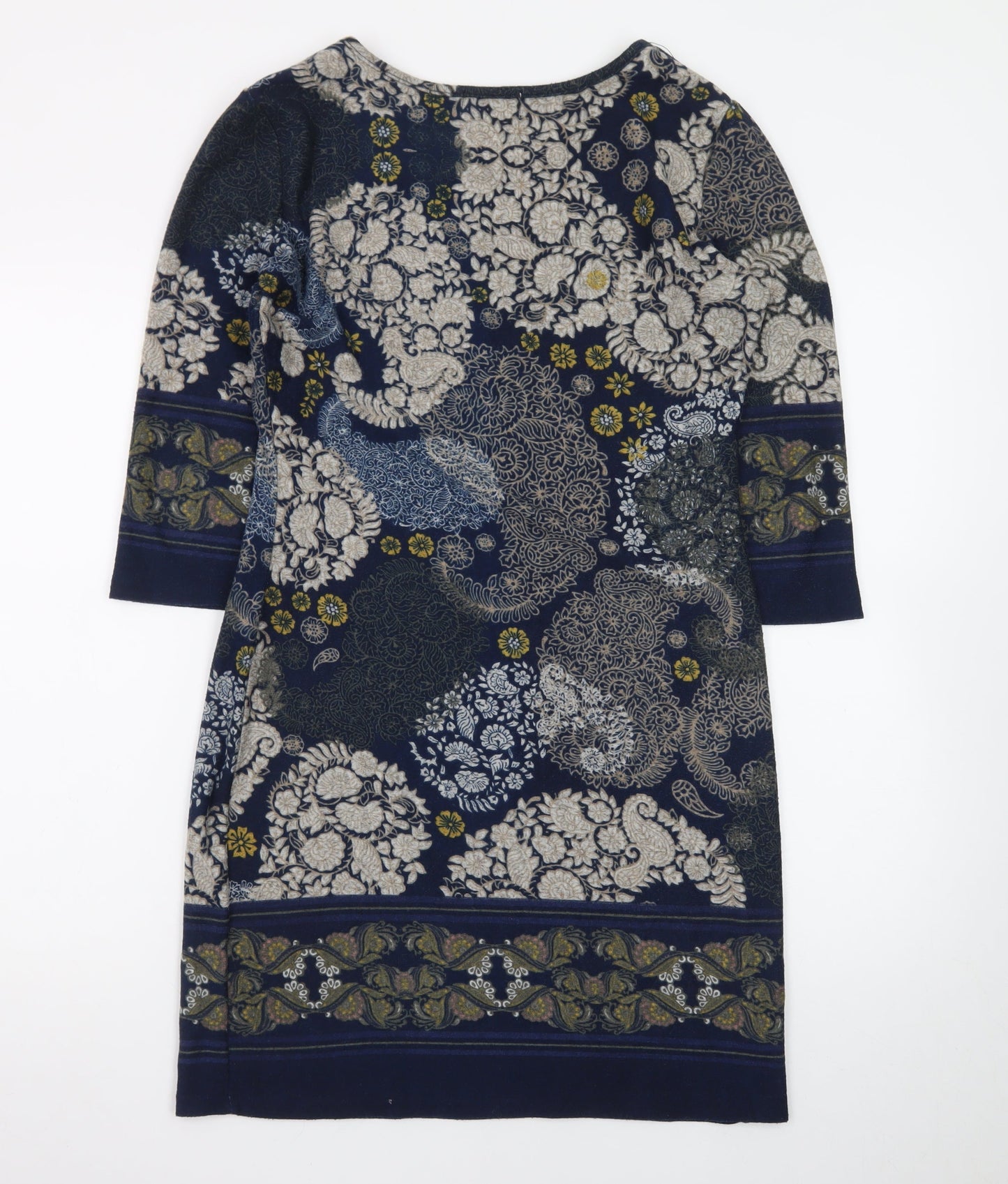Apricot Women’s Blue Floral Shift Dress UK 10 3/4 Sleeve