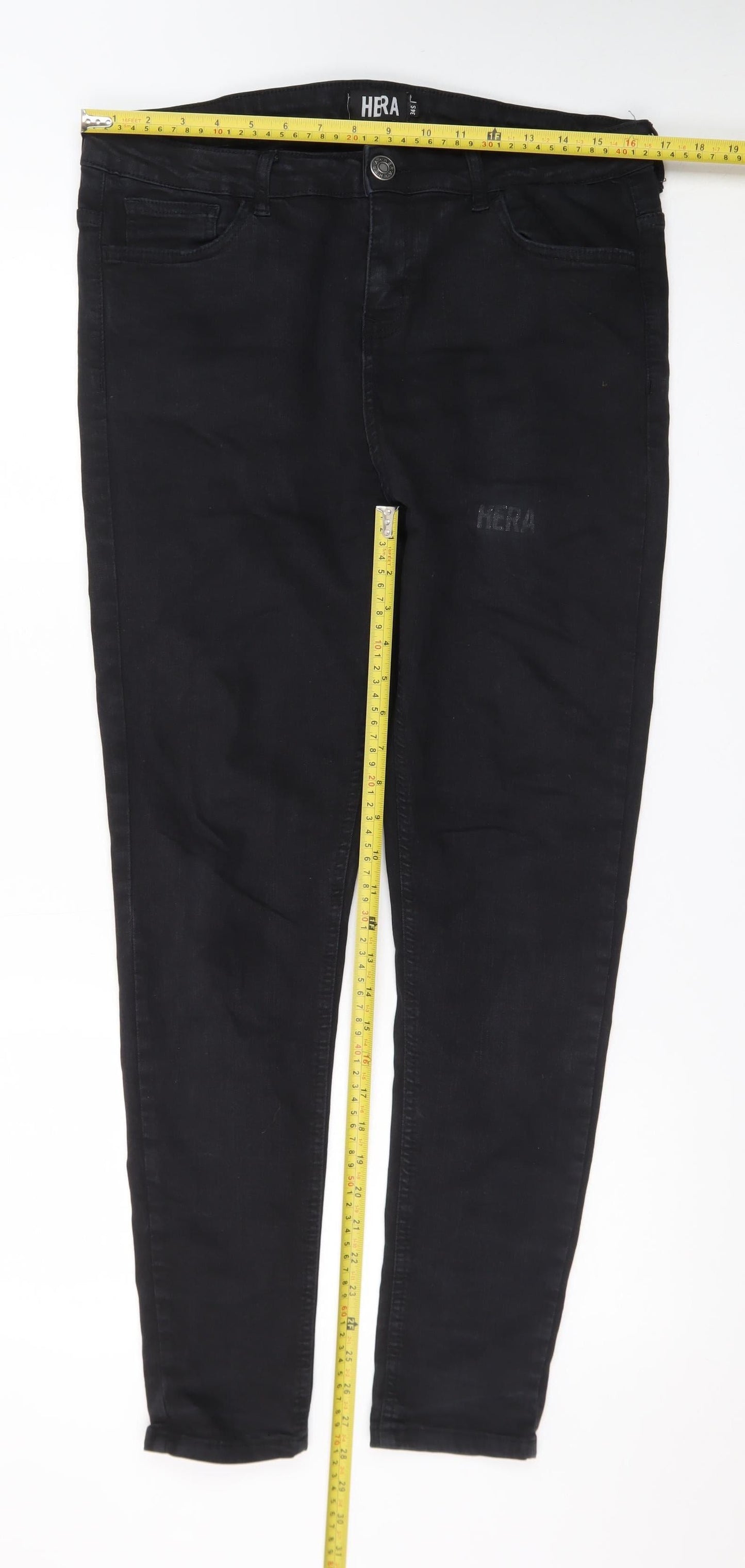 HERA Men’s Black 34S Slim Fit Skinny Jeans Denim Stretch
