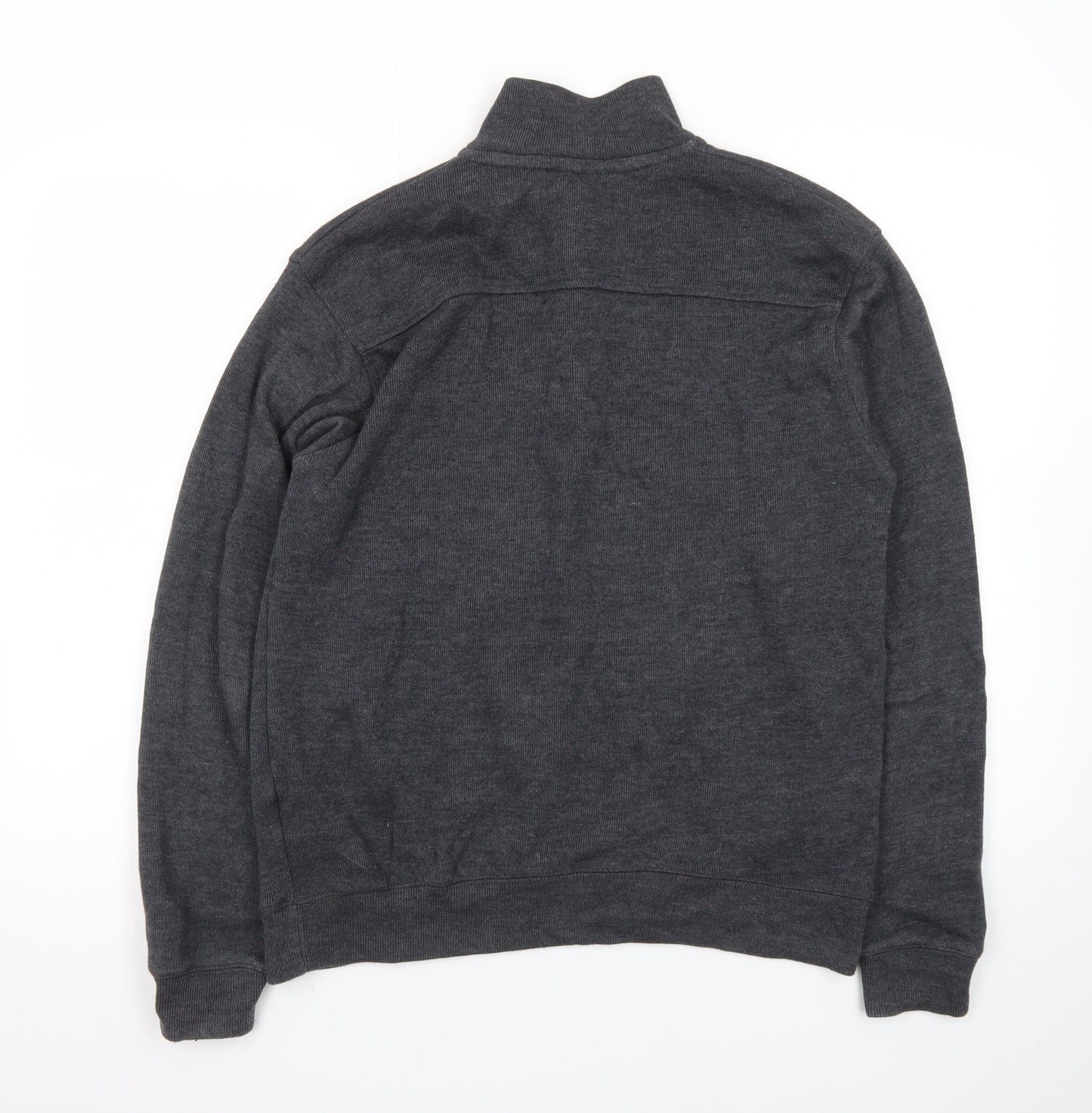 Pierre Cardin Men's Grey 1/4 Zip High Neck Cotton Jumper Size S