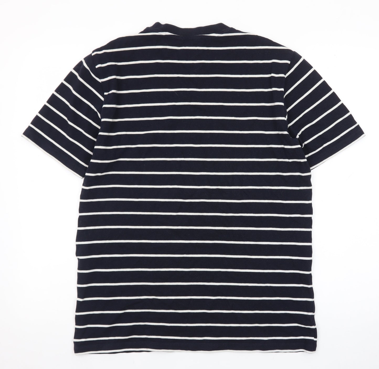 Next Men's Blue Striped Crew Neck Cotton Elastane T-Shirt Size L