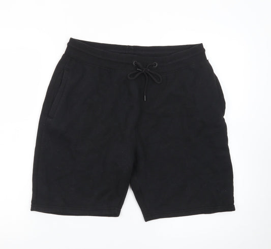 Threadbare Men's Black Sweat Shorts M Elastic Waist Casual