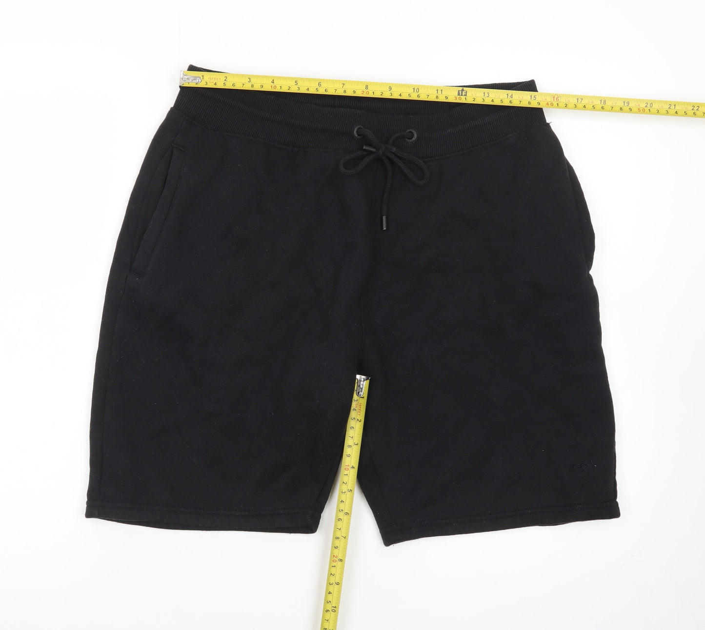 Threadbare Men's Black Sweat Shorts M Elastic Waist Casual