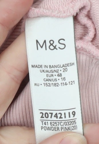 Marks and Spencer Womens Powder Pink Pullover Hoodie Size 20
