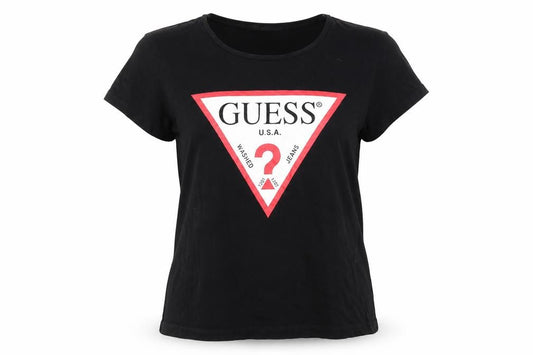 Guess Women’s Black Cotton Logo T-Shirt Size 4 Short Sleeve