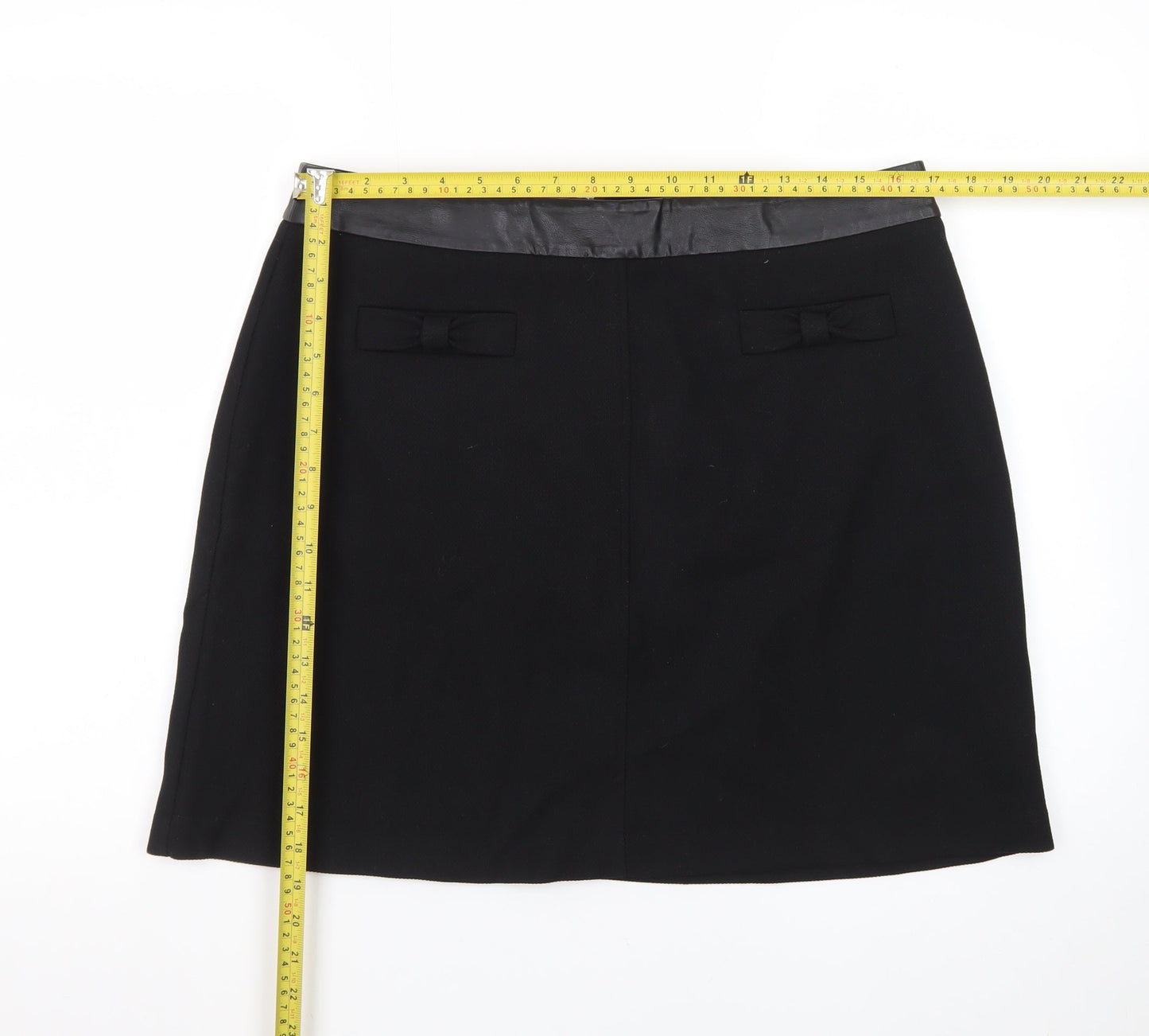 Oasis Women’s Black Size 16 Pencil Skirt with Bow Waist Detail