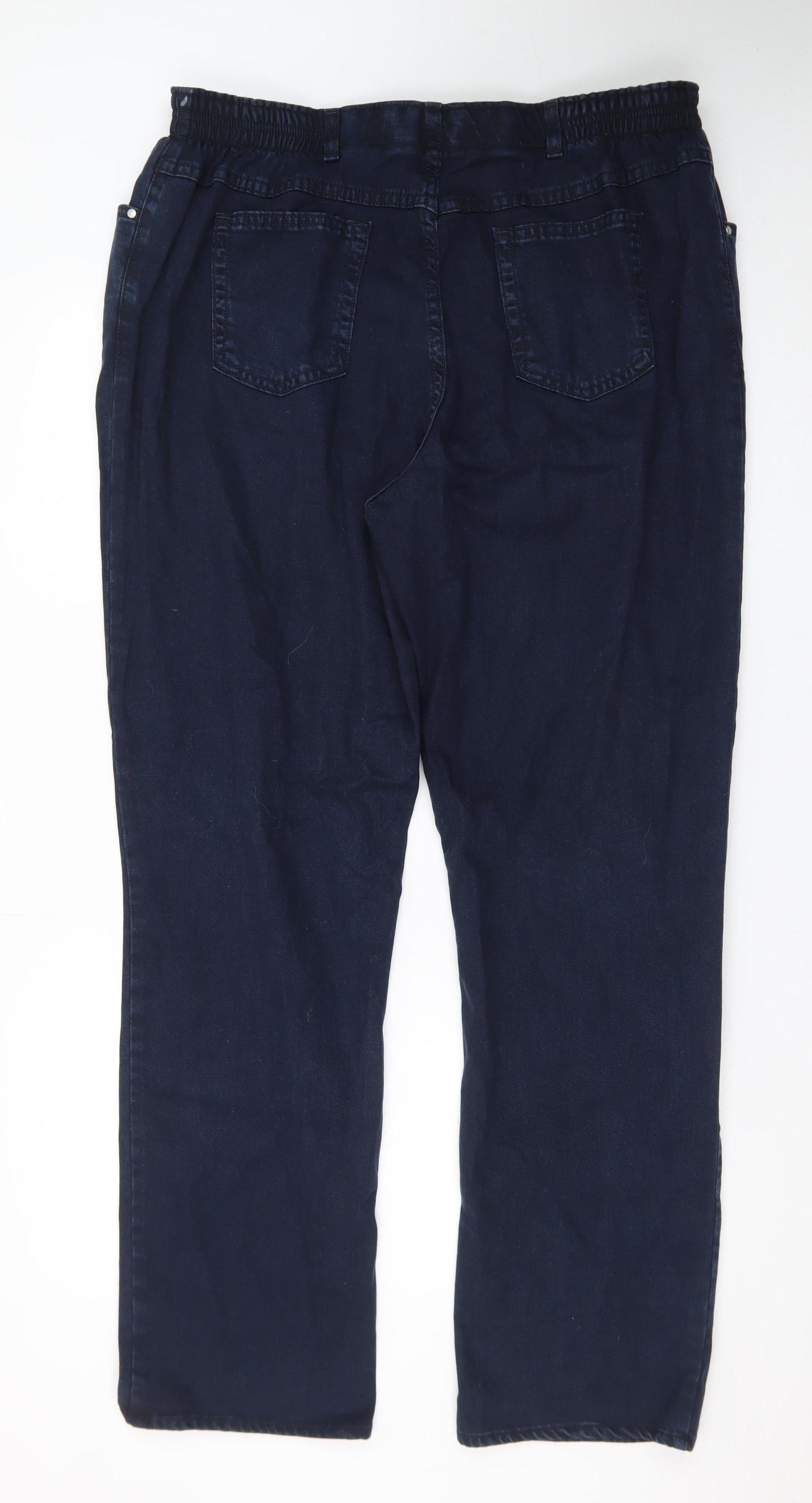 Marks and Spencer Men's Blue Straight Leg Stretch Jeans Size 20 Long