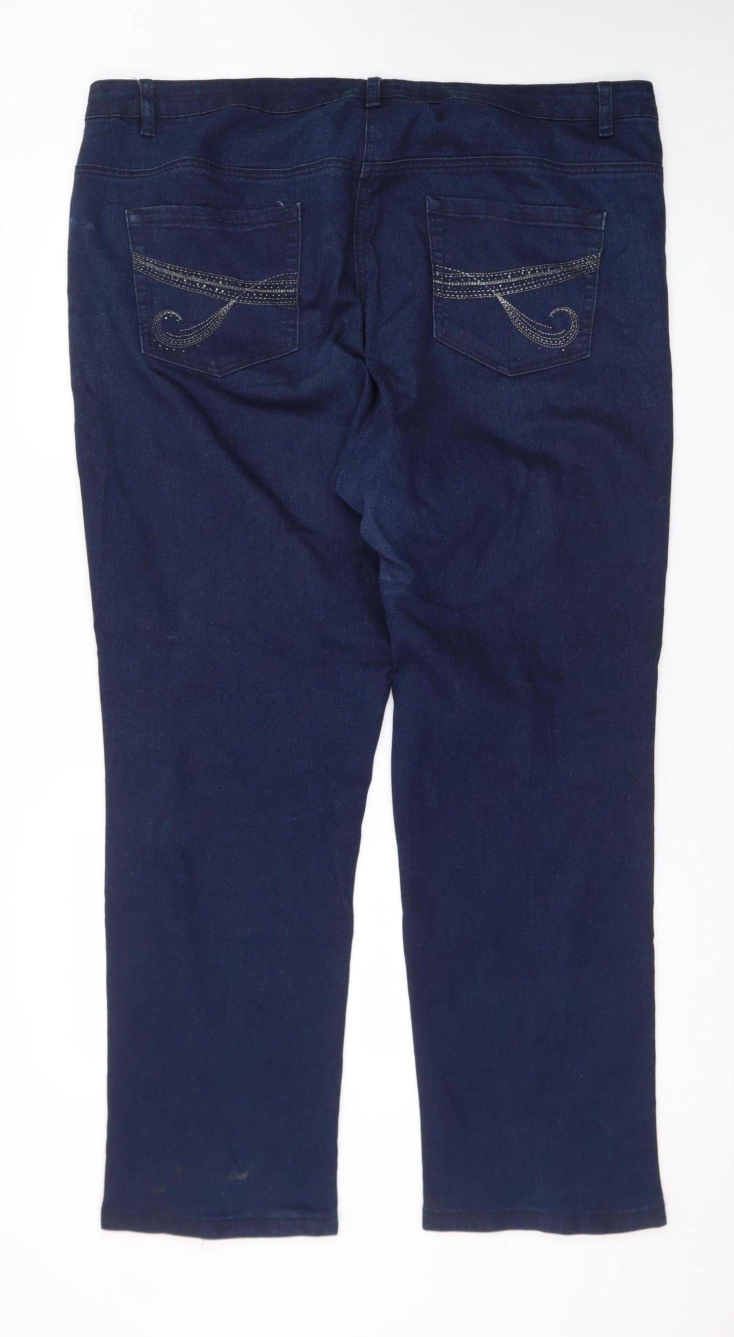 David Emanuel Women's Blue Size 20 Straight Leg Stretch Jeans