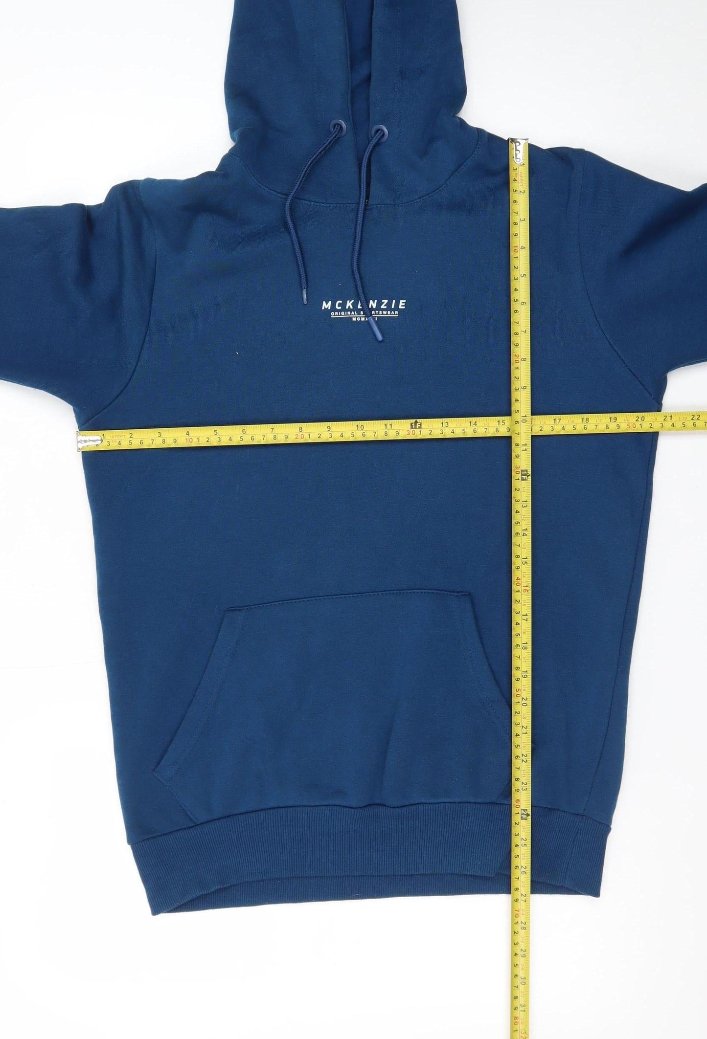 McKenzie Men's Blue Pullover Hoodie Medium Cotton Blend Casual