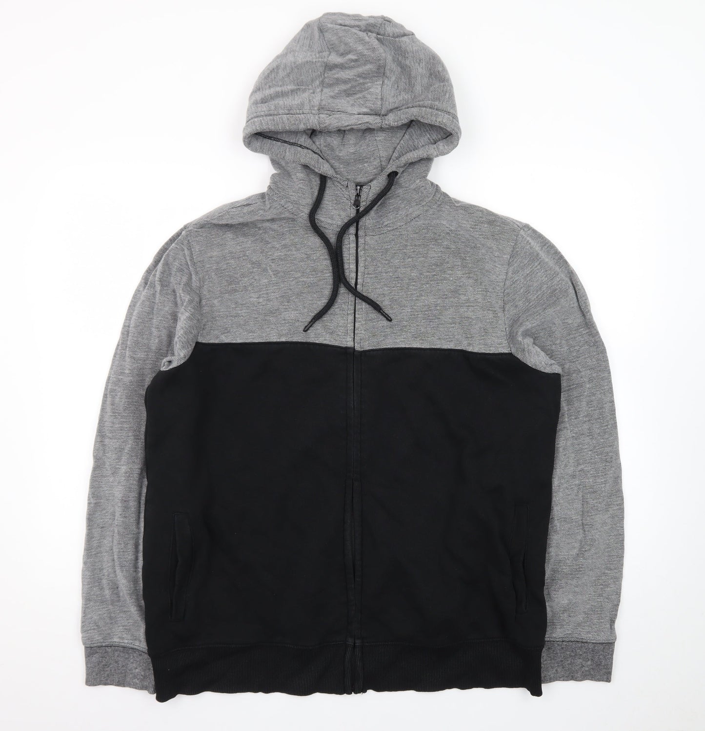 Burton Menswear London Men’s Grey Black Full Zip Hoodie Size L