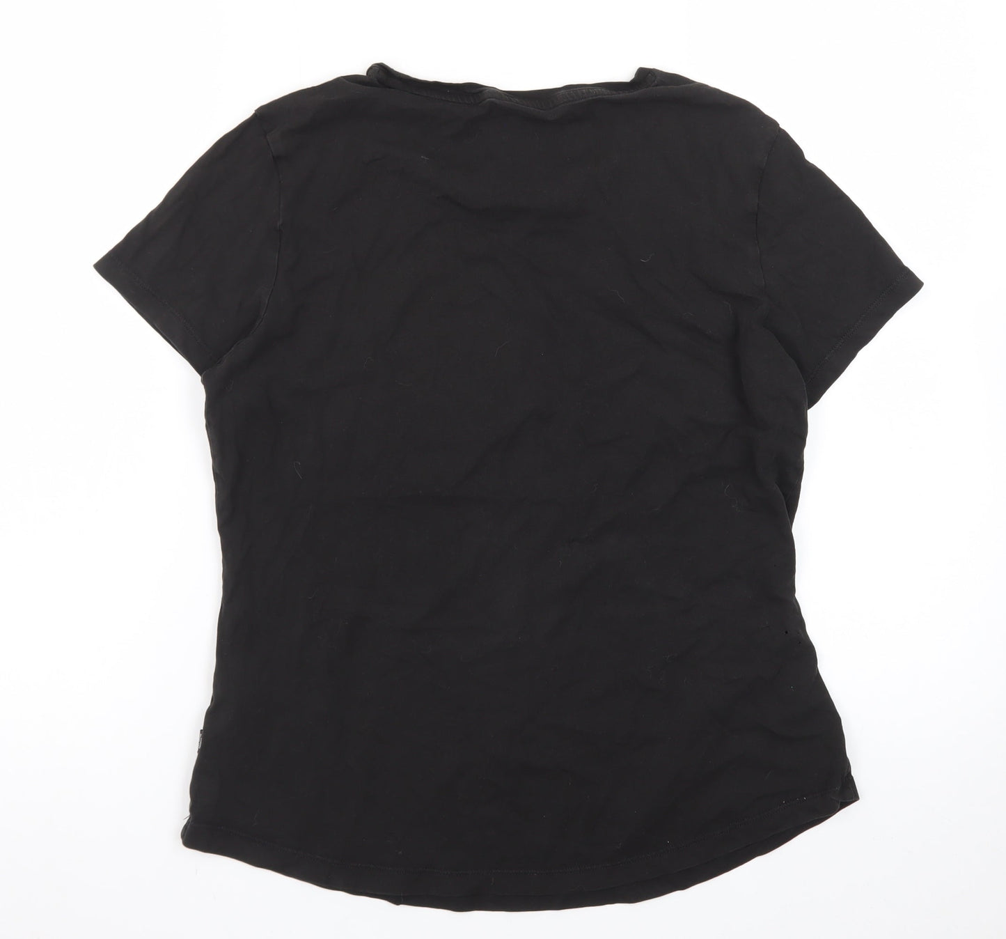 Puma Womens Black Crew Neck Logo T-Shirt Size 14