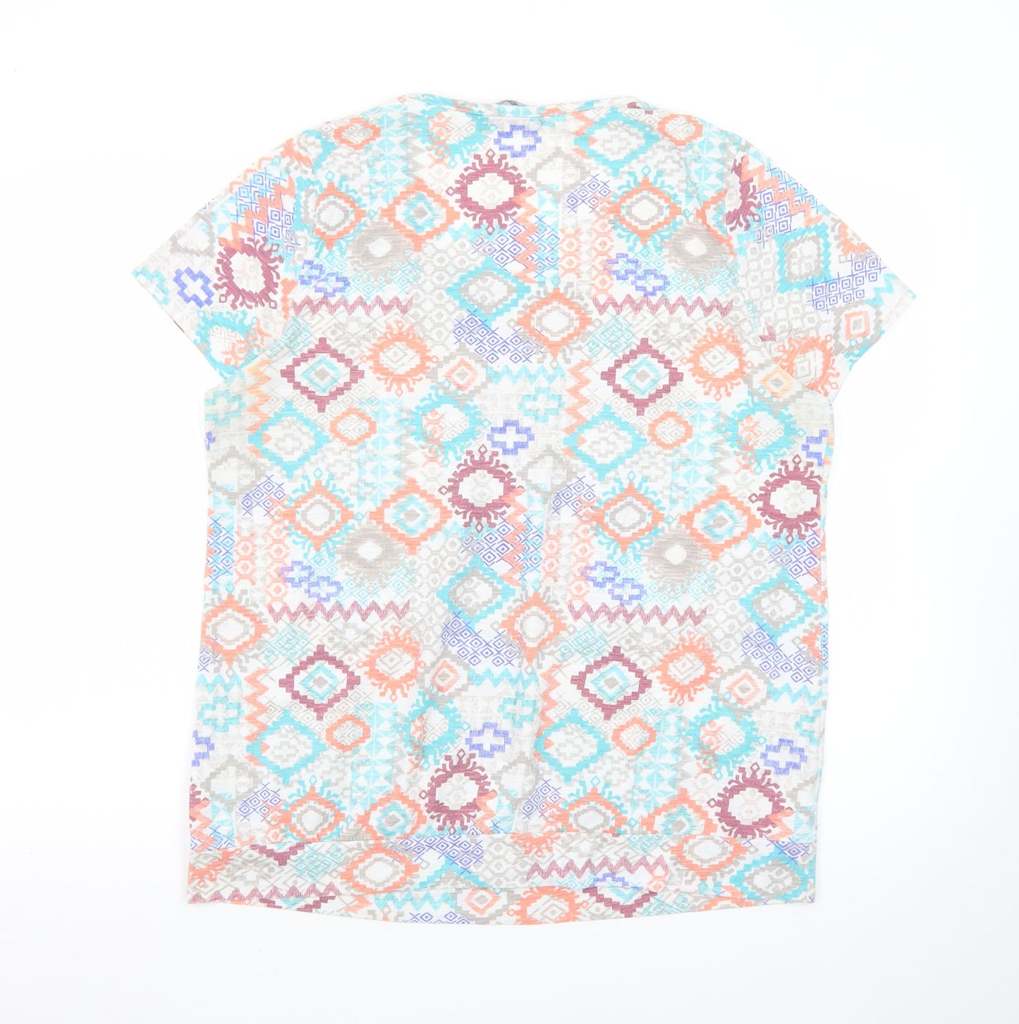 Bm Casual Women’s Multicoloured Geometric Short Sleeve T-Shirt Size 18