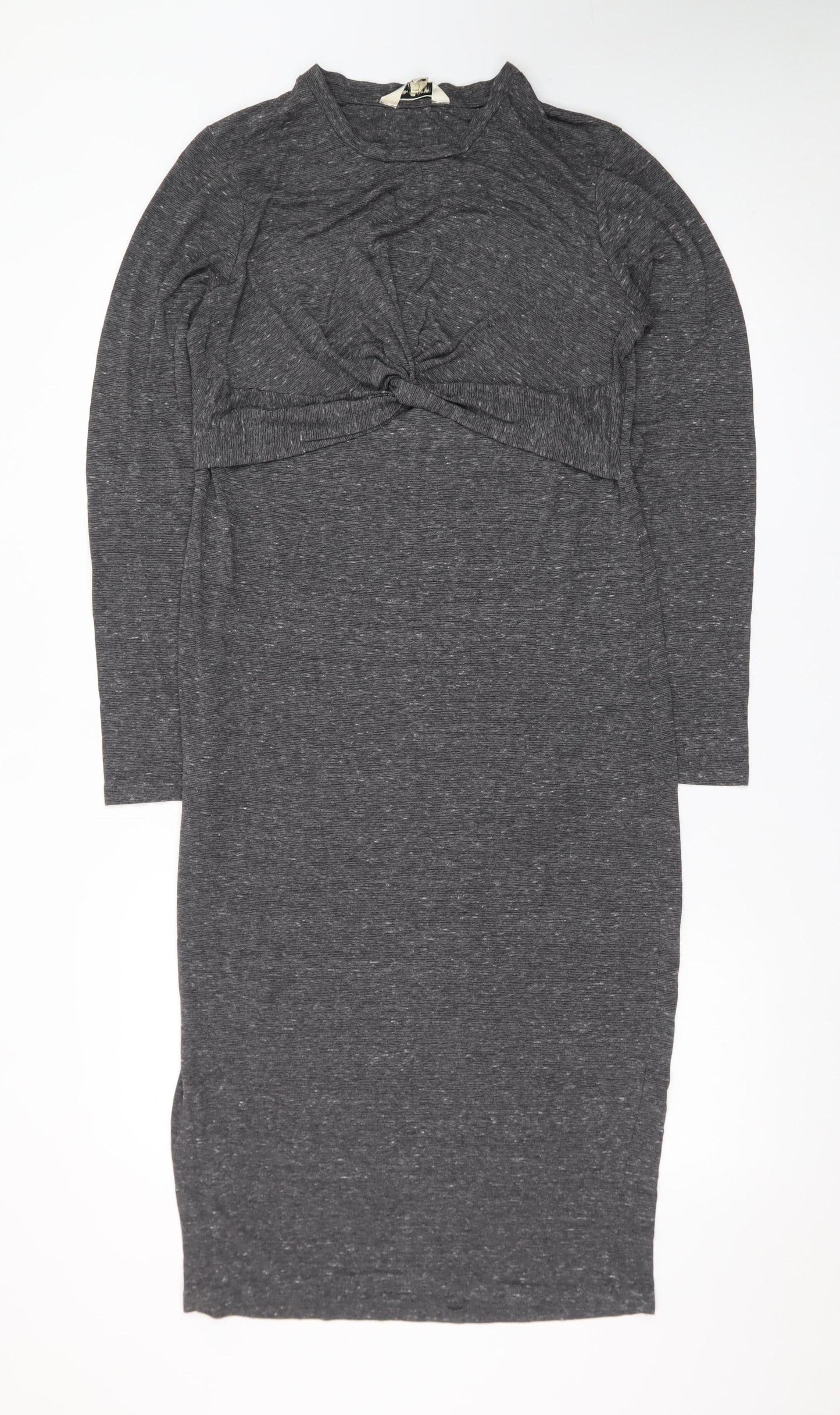 Miss Selfridge Women’s Grey Bodycon Midi Dress Size 14 Long Sleeve