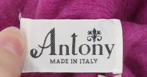Antony Women’s Pink Wool Roll Neck Tunic Jumper L Made in Italy