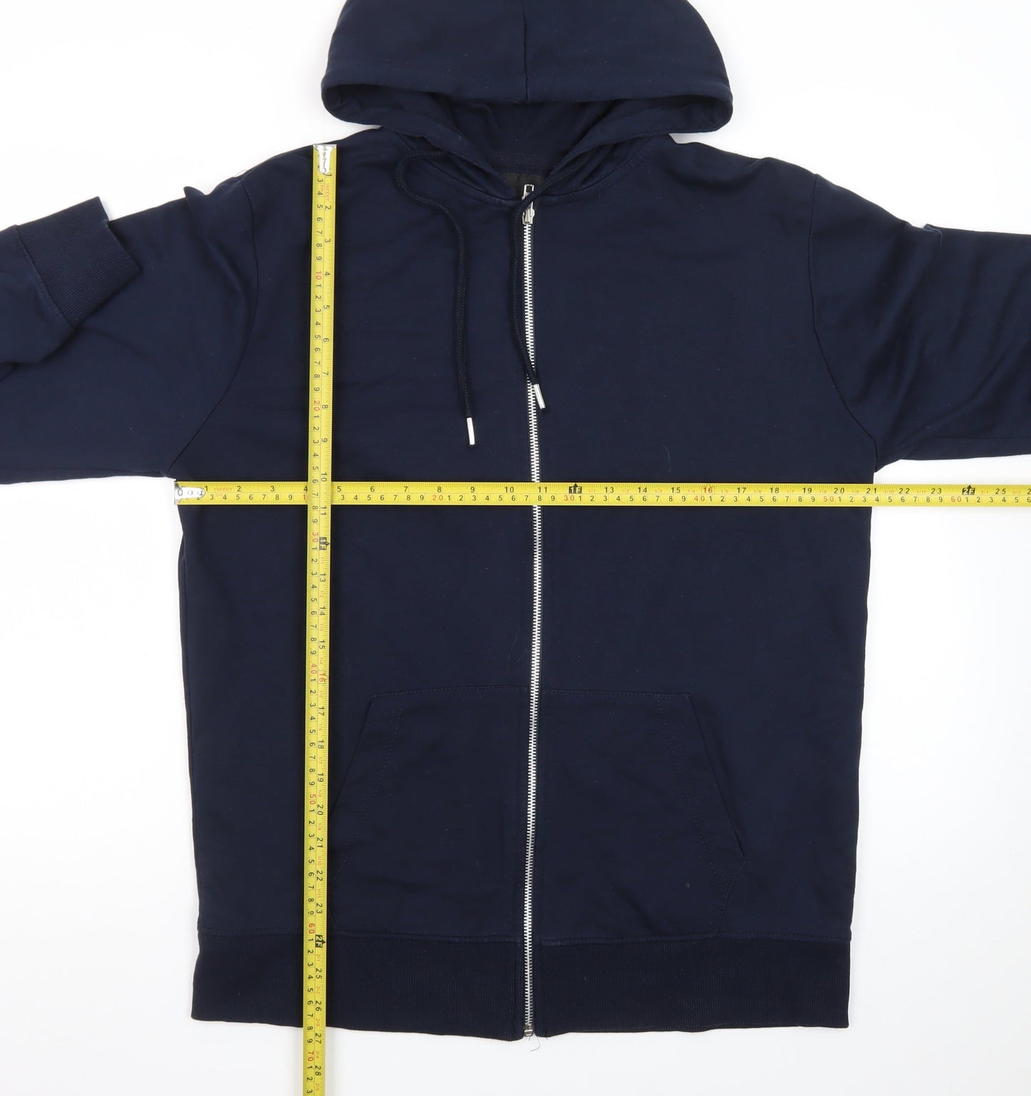 boohooMAN Men’s Blue Full Zip Hoodie XL Regular Fit