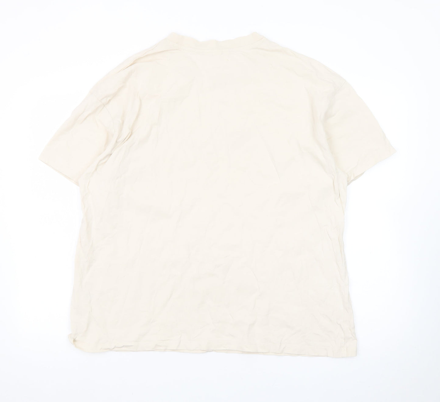H&M Men Beige Metallica Band Graphic Cotton T-Shirt Size L