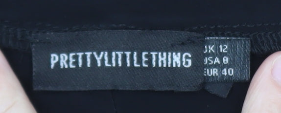 PrettyLittleThing Womens Black Wide-Leg Jersey Trousers Size 12