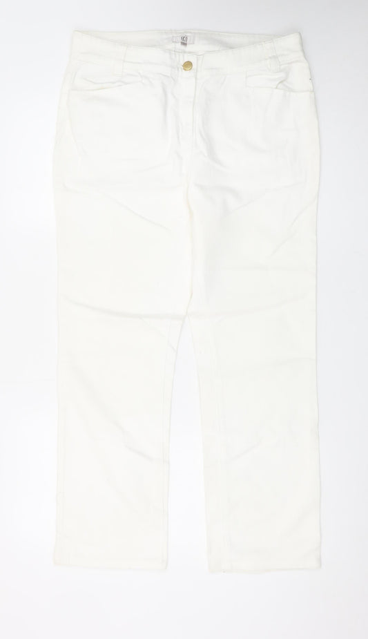 CC Women Ivory Straight Leg Stretch Jeans Size 14