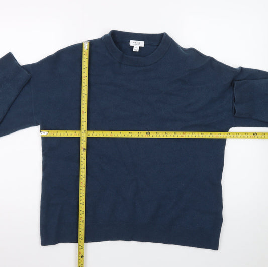 Reiss Men’s Blue Merino Wool XL Crew Neck Pullover Jumper