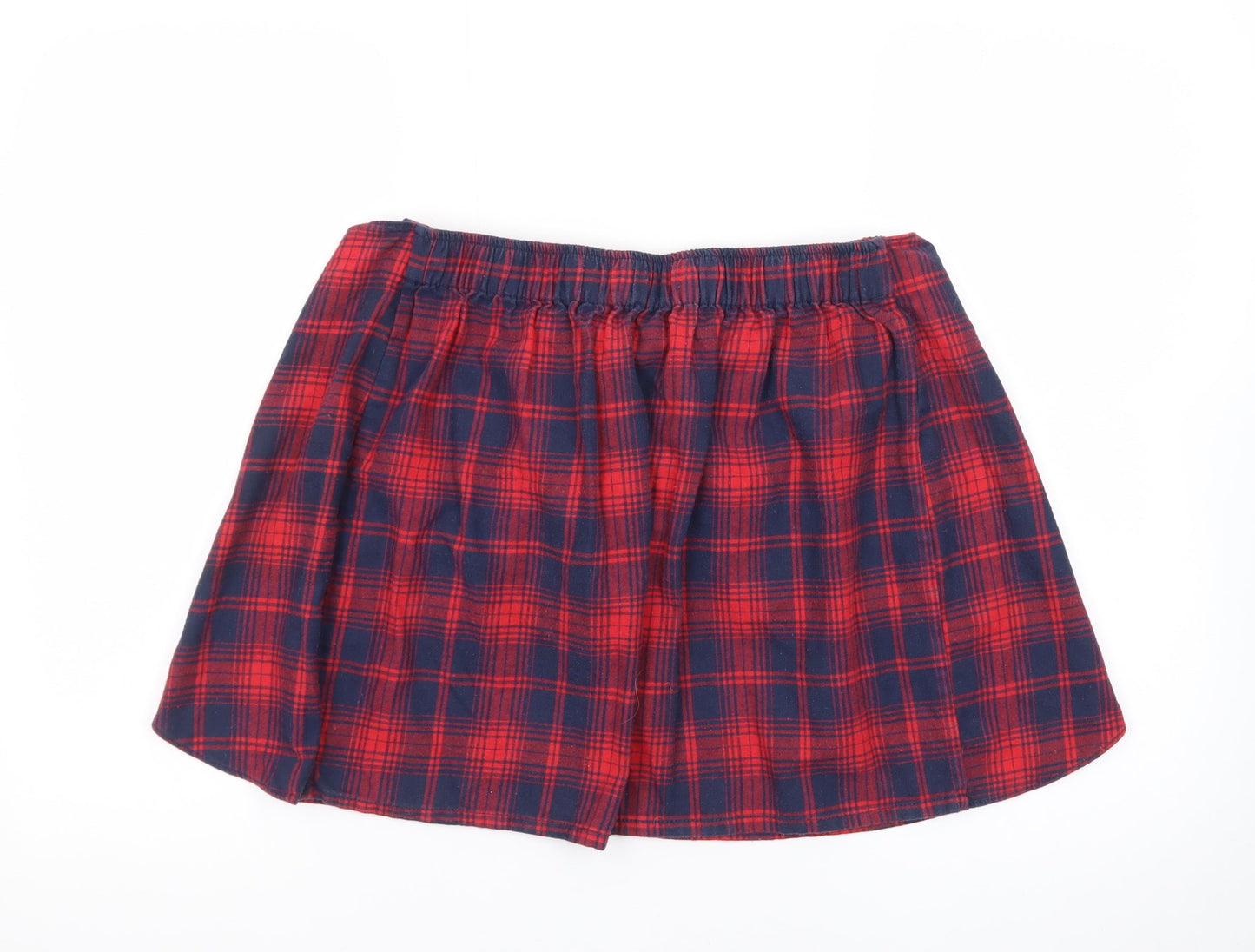 River Island Womens Red Plaid Wrap Flannel Short Skirt Size 12