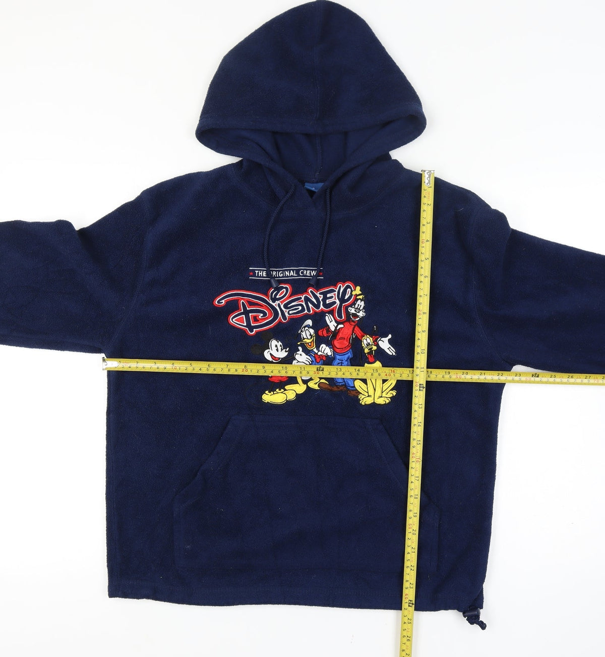 Back view of Disney Navy Fleece Pullover Hoodie Women L Mickey Donald Goofy Pluto