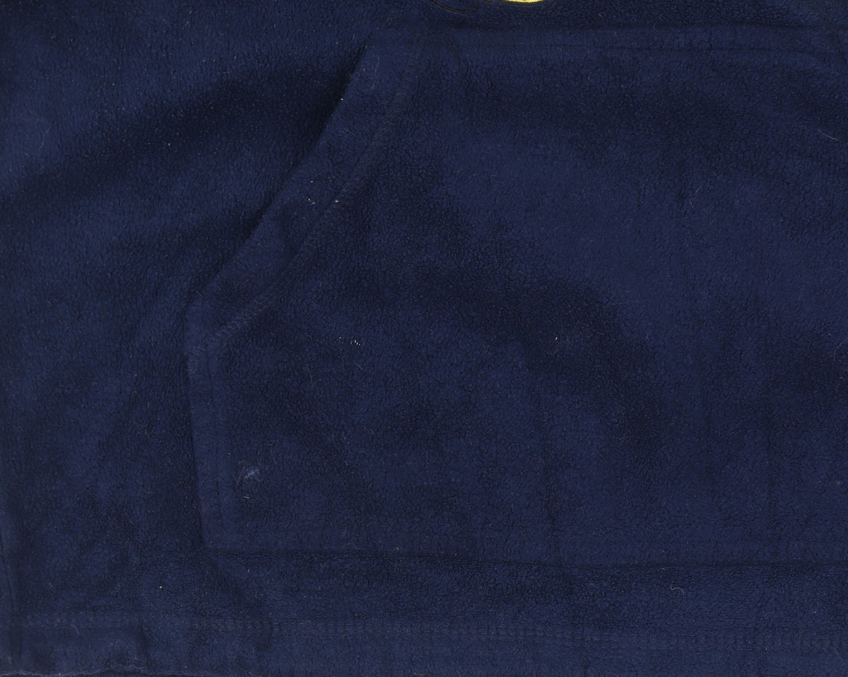 Brand and care label for Disney Navy Fleece Pullover Hoodie Women L Mickey Donald Goofy Pluto