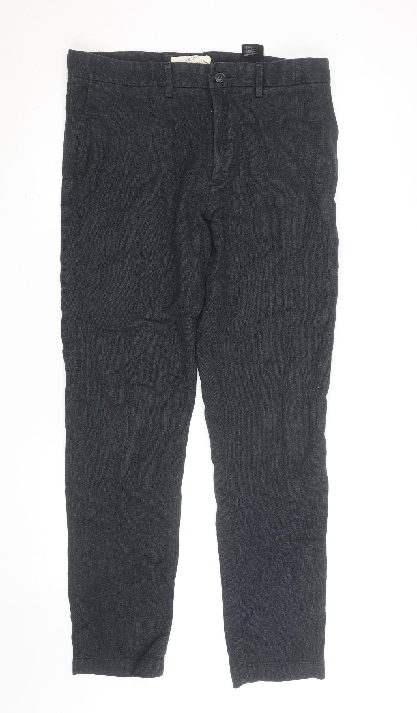 H&M Men’s Black Slim Fit Chino Trousers Size L 34W Casual Cotton