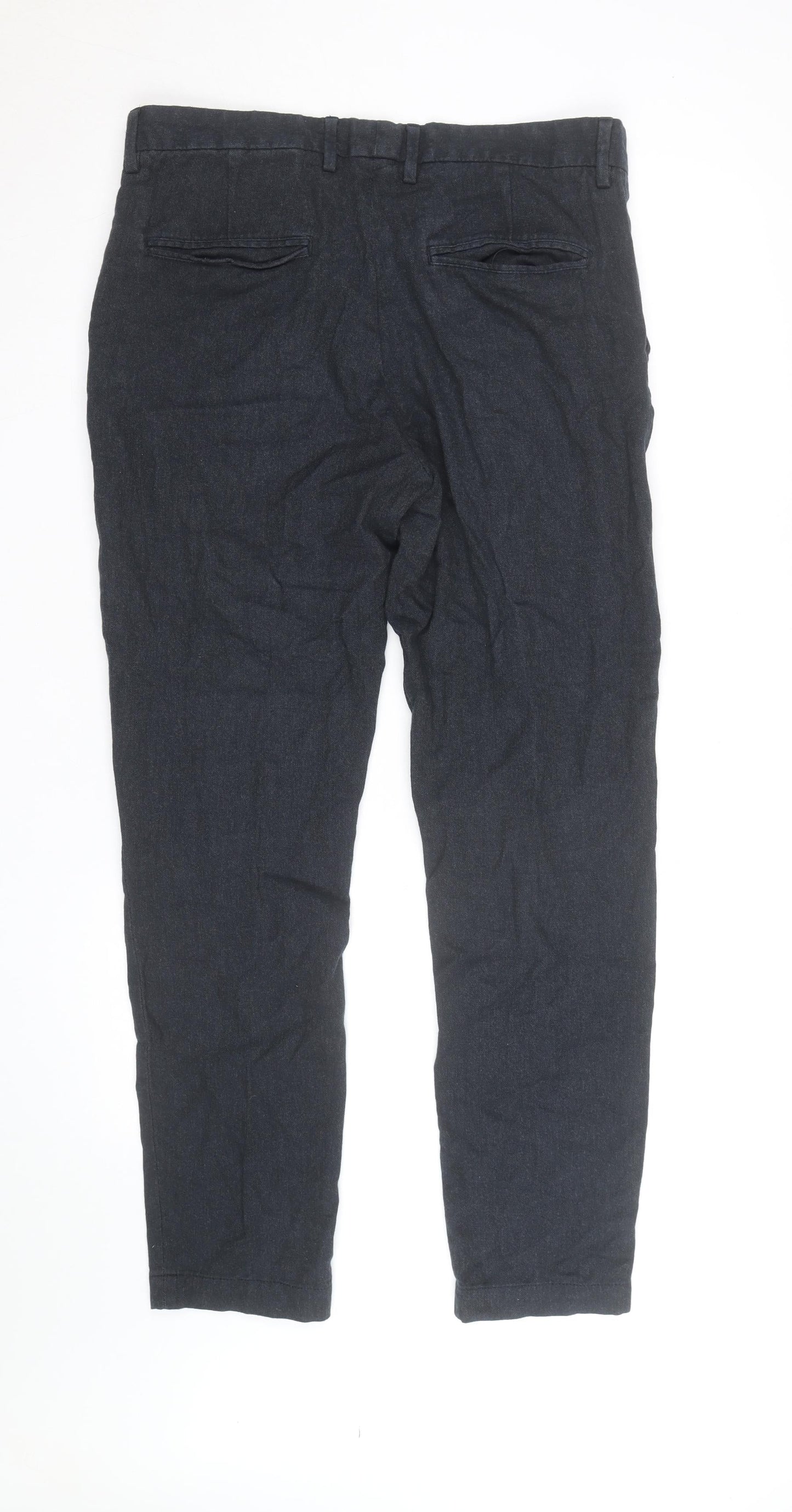H&M Men’s Black Slim Fit Chino Trousers Size L 34W Casual Cotton