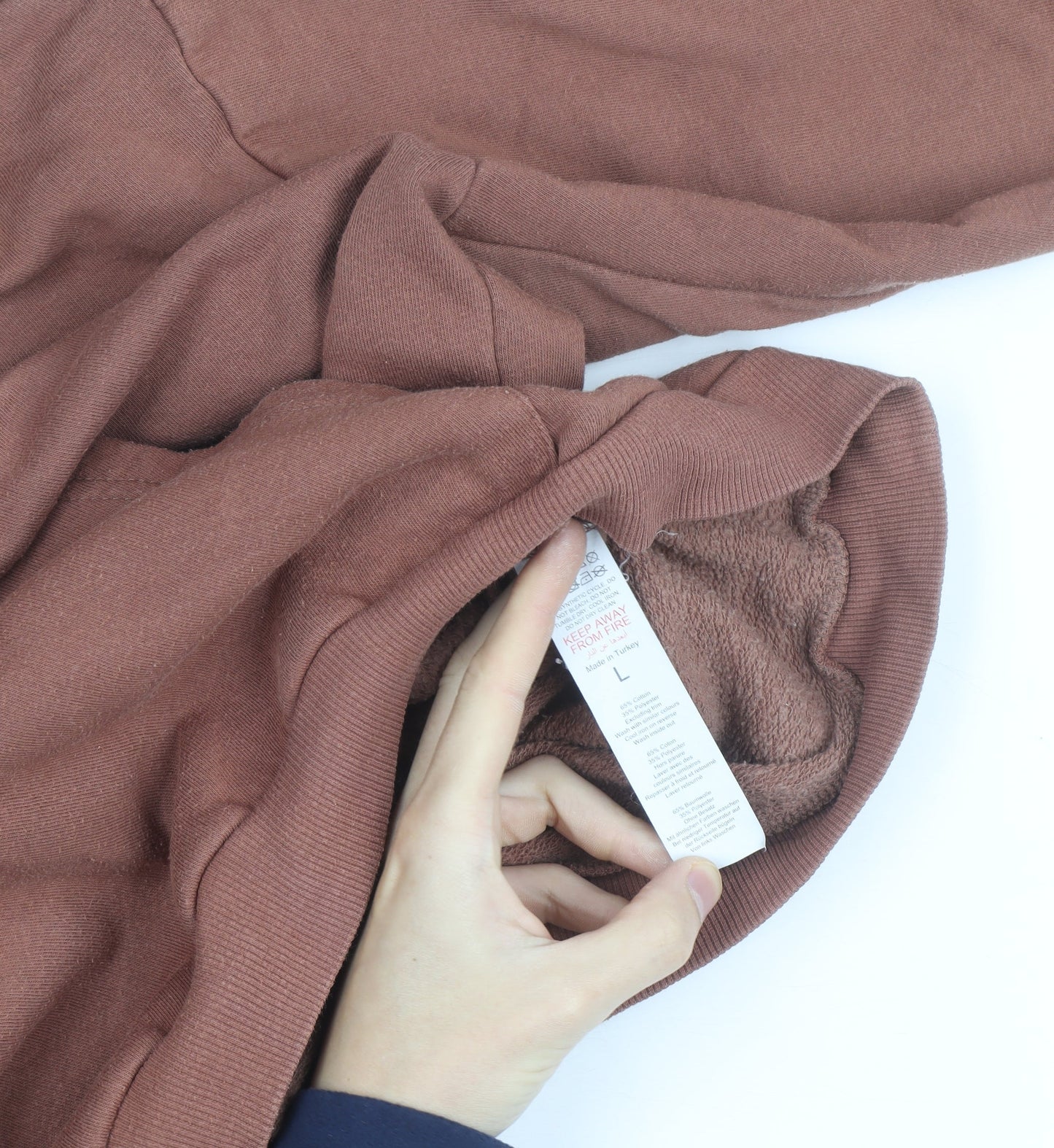 Boohoo Men Brown OFFICIAL Logo Pullover Hoodie Size L Relaxed Fit